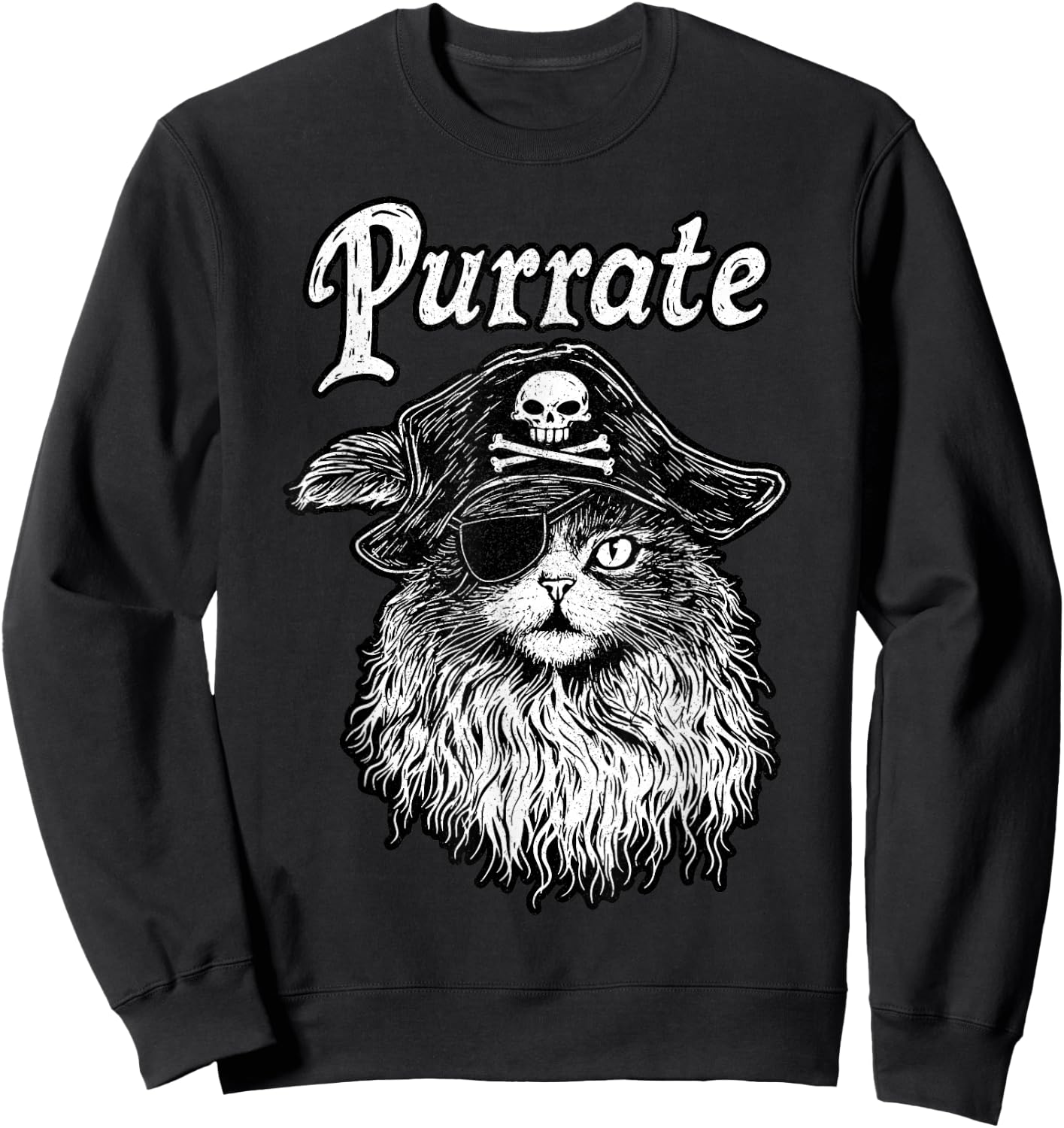 Purrate Pirate Cat – Feline Lover Funny Kitty Pun Sweatshirt - Sweatshirt | Black