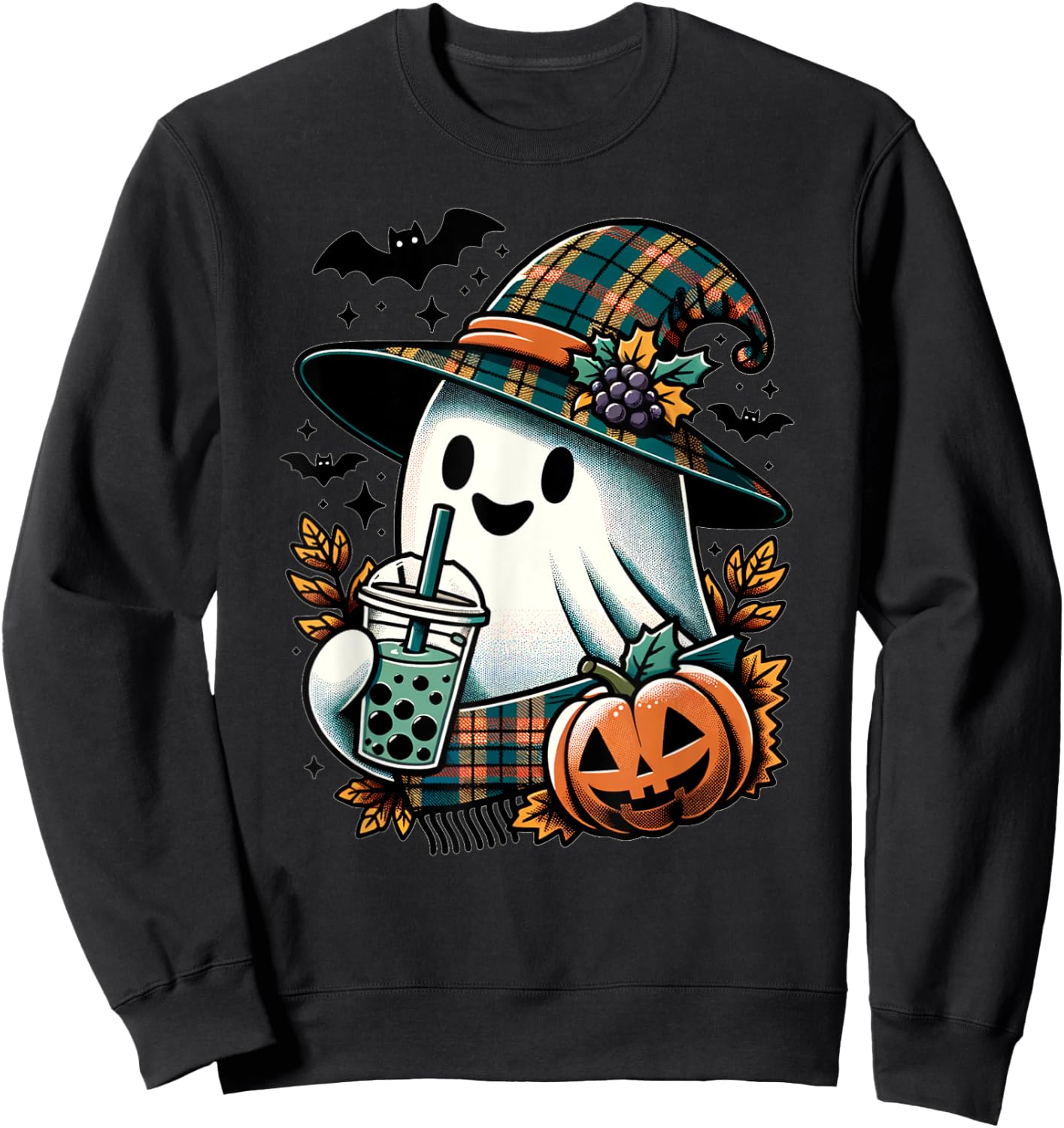 Funny Halloween Retro Ghost Spooky Season Sweatshirt - Sweatshirt | Black
