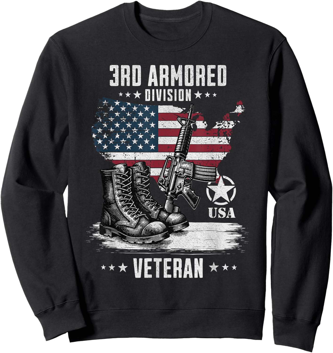 3rd Armored Division Veteran Military Veteran Distressed Sweatshirt - Sweatshirt | Black