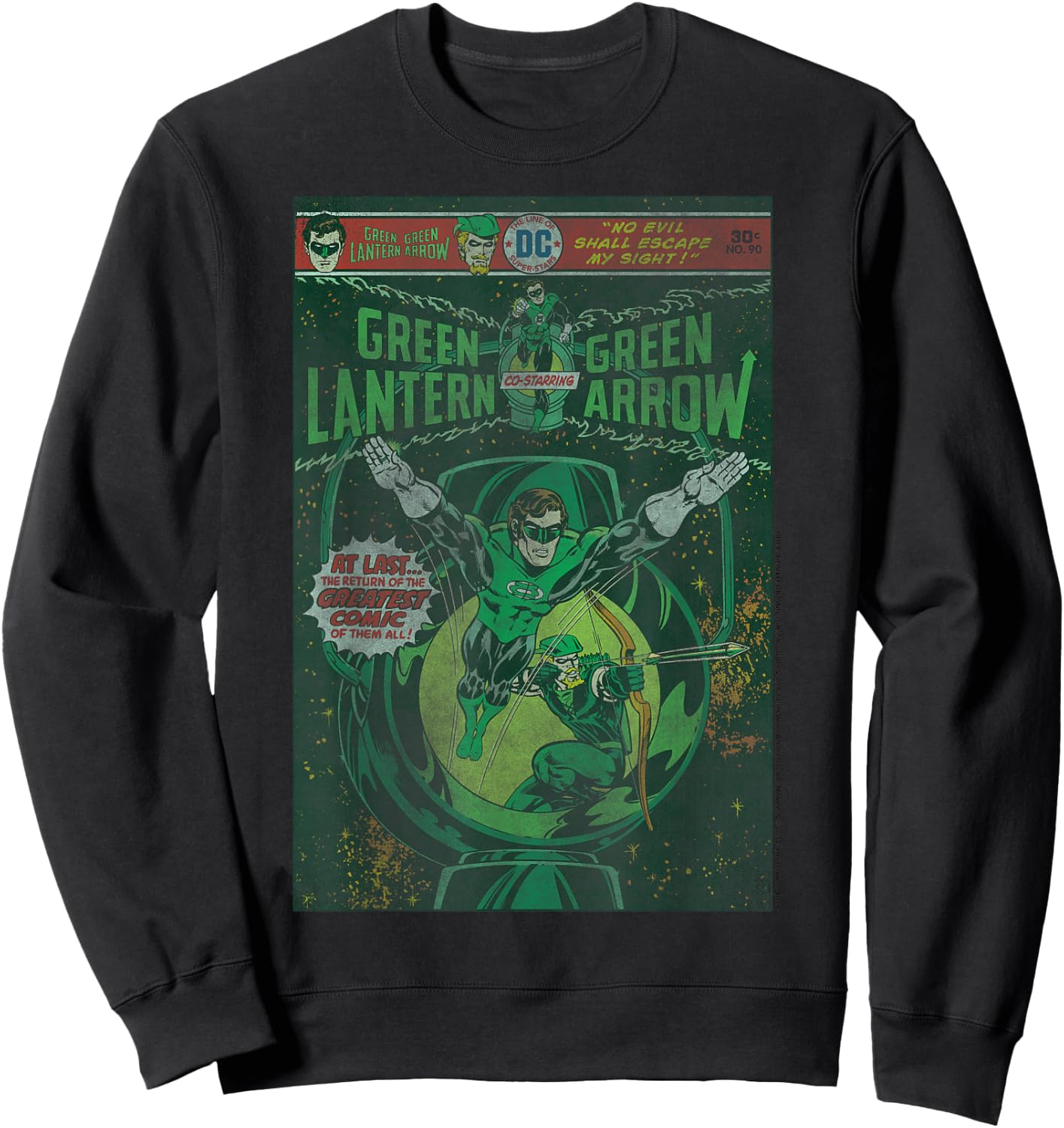 DC Comics Green Lantern and Green Arrow Comic Cover Small Sweatshirt - Sweatshirt | Black