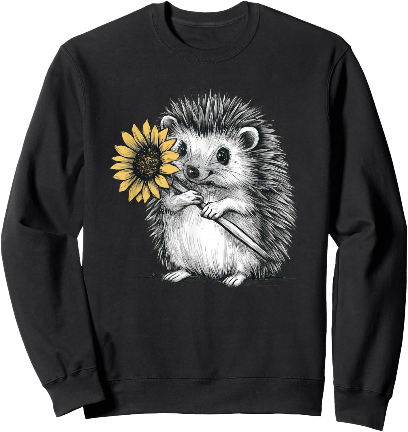Cute hedgehog with sunflower Sweatshirt - Sweatshirt | Black