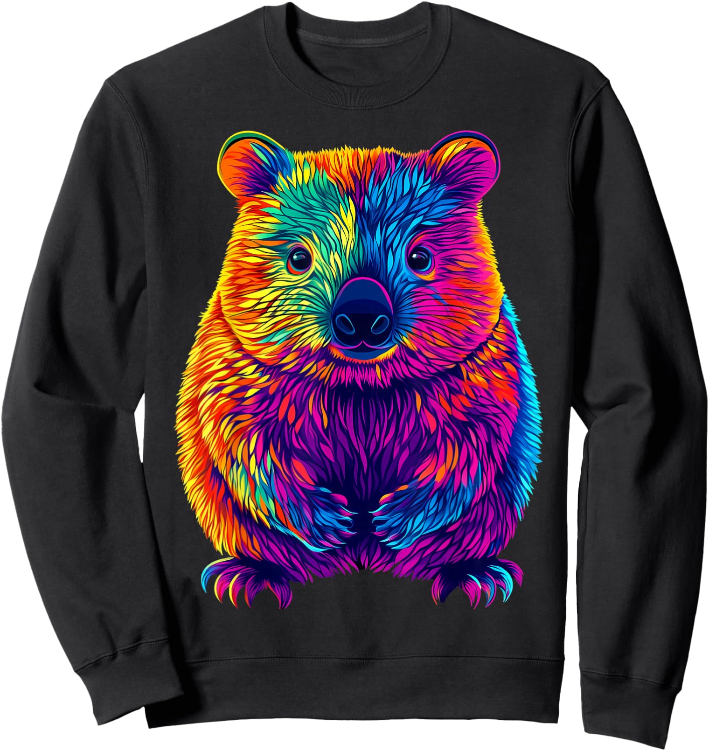 Colorful Wombat Lover Cute Australian Animals Black Sweatshirt - Sweatshirt | Black