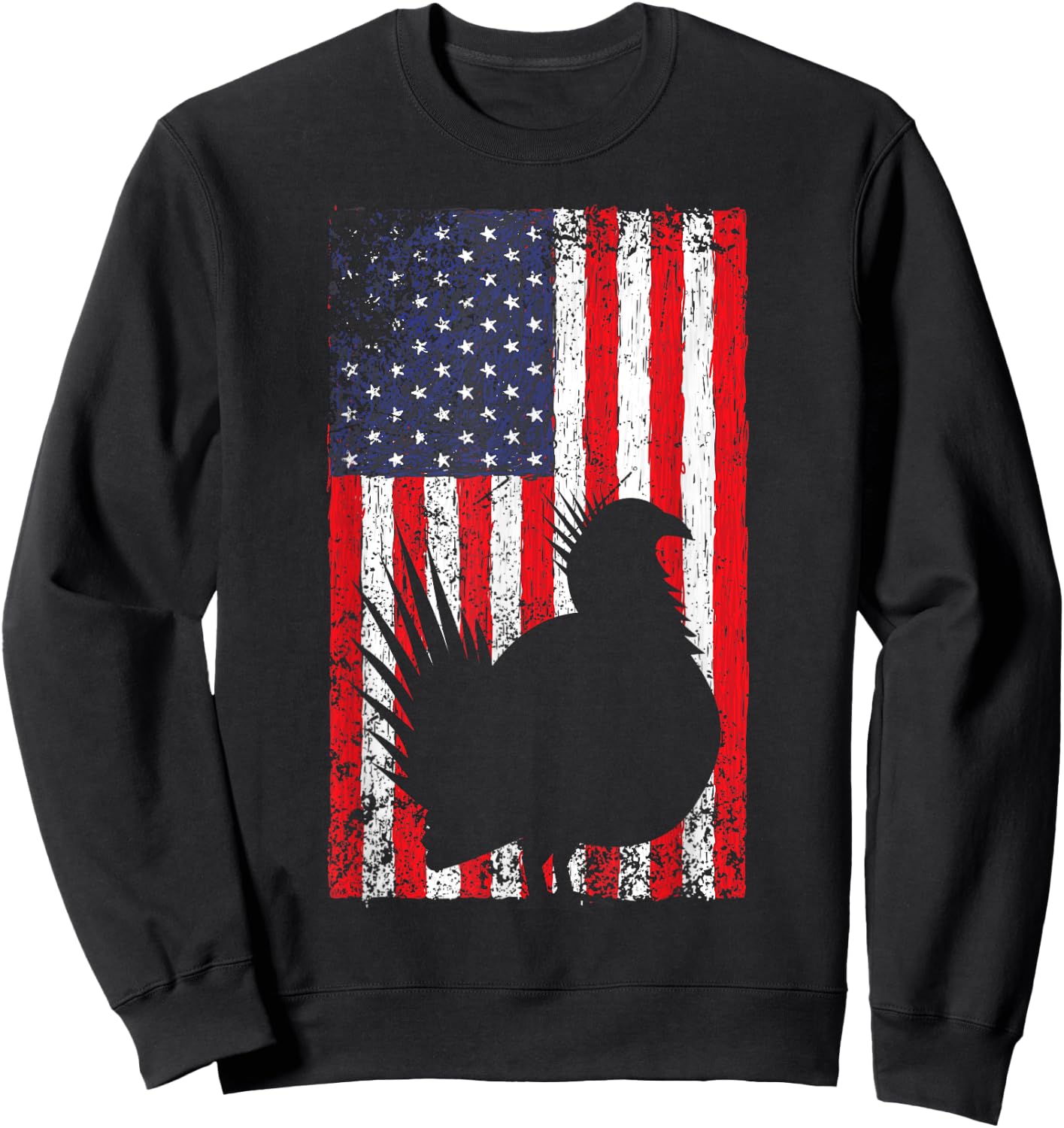 Sage Grouse American Flag Vintage Western Bird Country Sweatshirt - Sweatshirt | Black