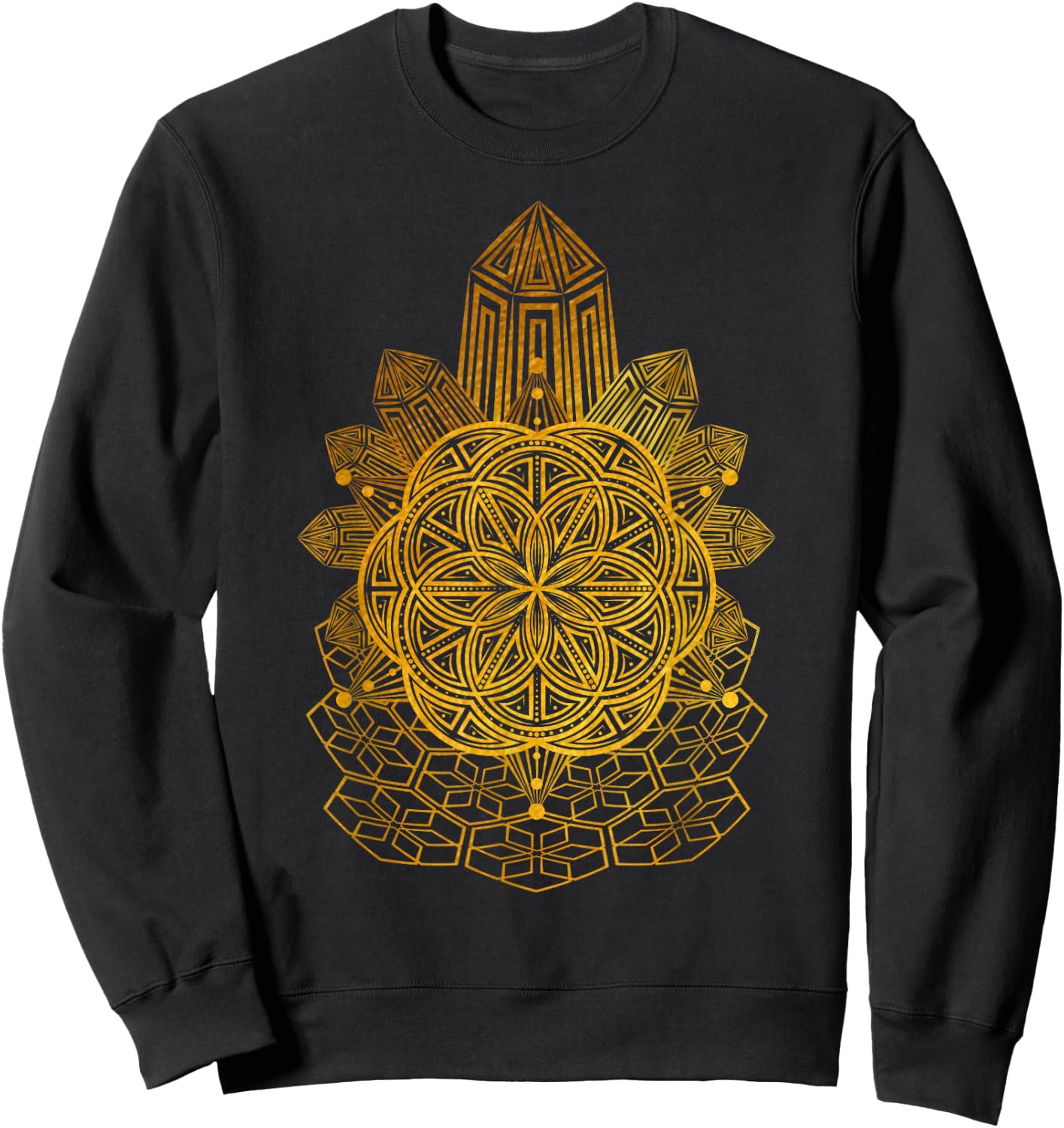 Geometric Tribal Seed Of Life Sacred Geometry Mandala Art Sweatshirt - Sweatshirt | Black