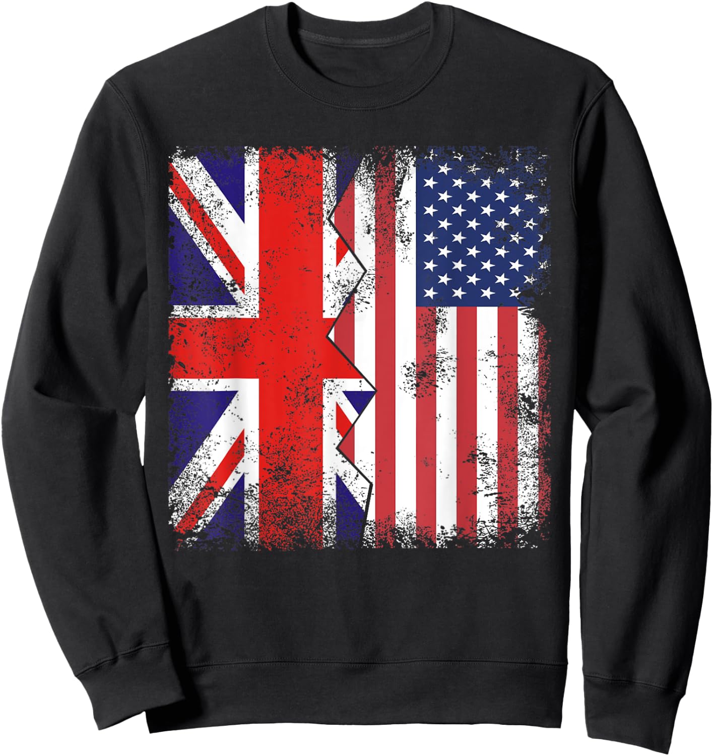 American Roots | Half British Flags | UK USA United States Sweatshirt - Sweatshirt | Black