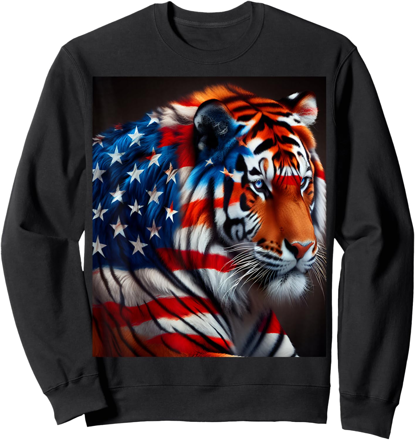 American Flag Tiger Women Men Sweatshirt - Sweatshirt | Black