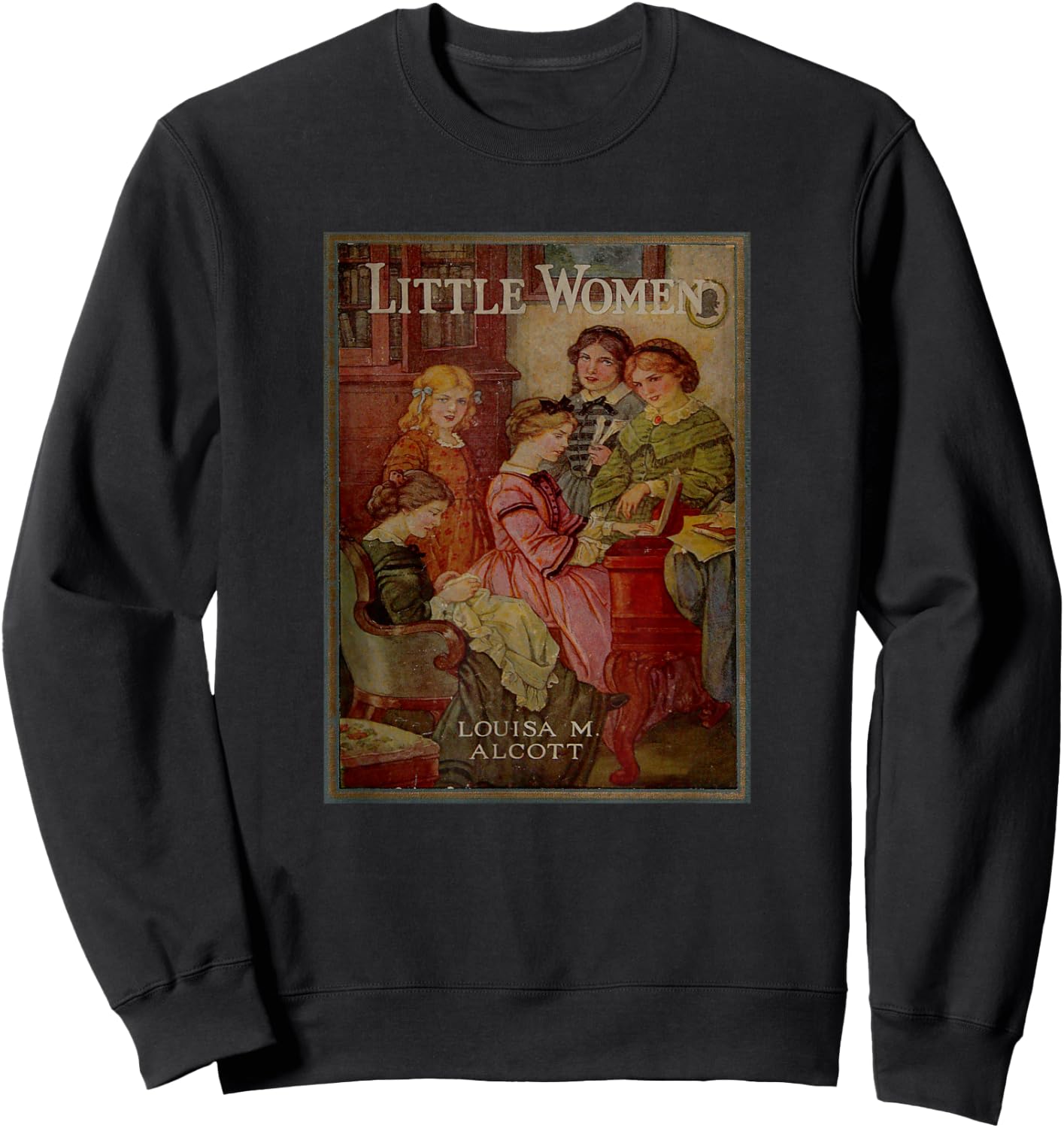 Louisa May Alcott Coming of Age Novel Little Women Book Cover , Small, Black Sweatshirt - Sweatshirt | Black