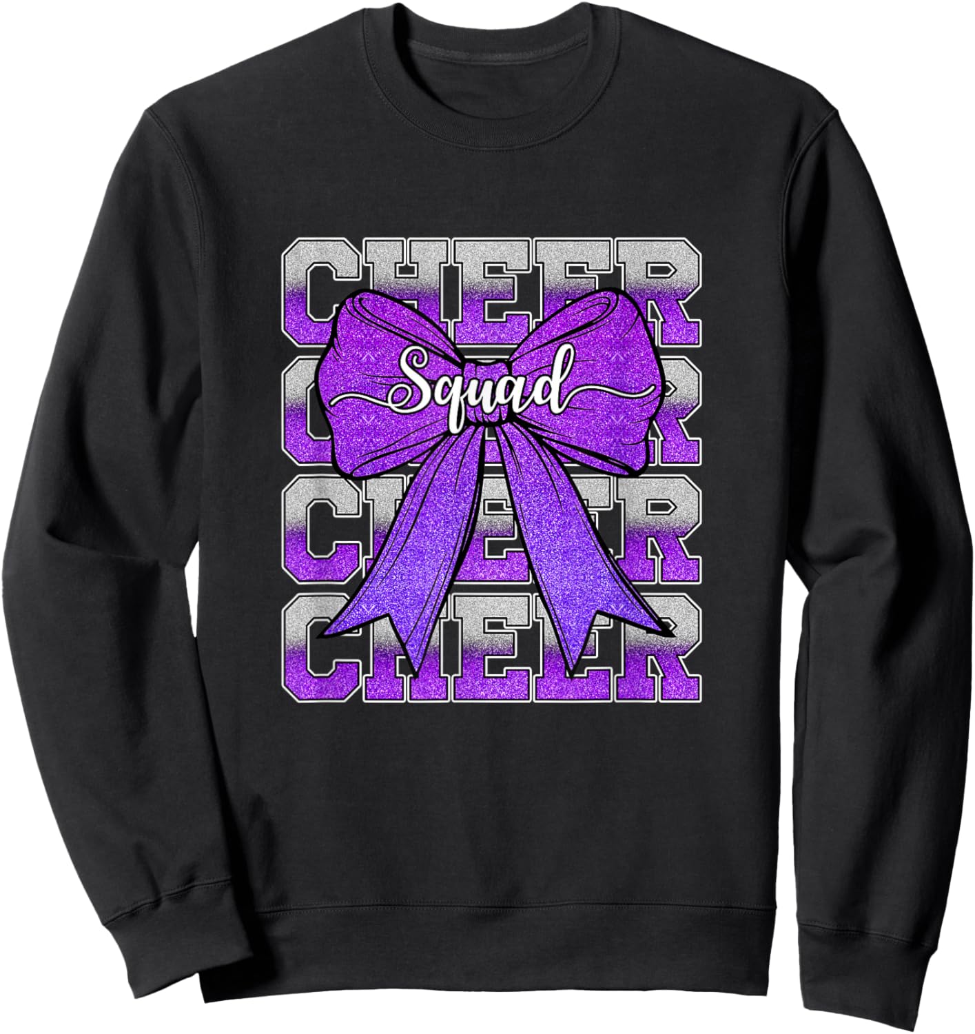 Cheer Squad Funny Cheerleader Cheerleading Coquette Purple Sweatshirt - Sweatshirt | Black