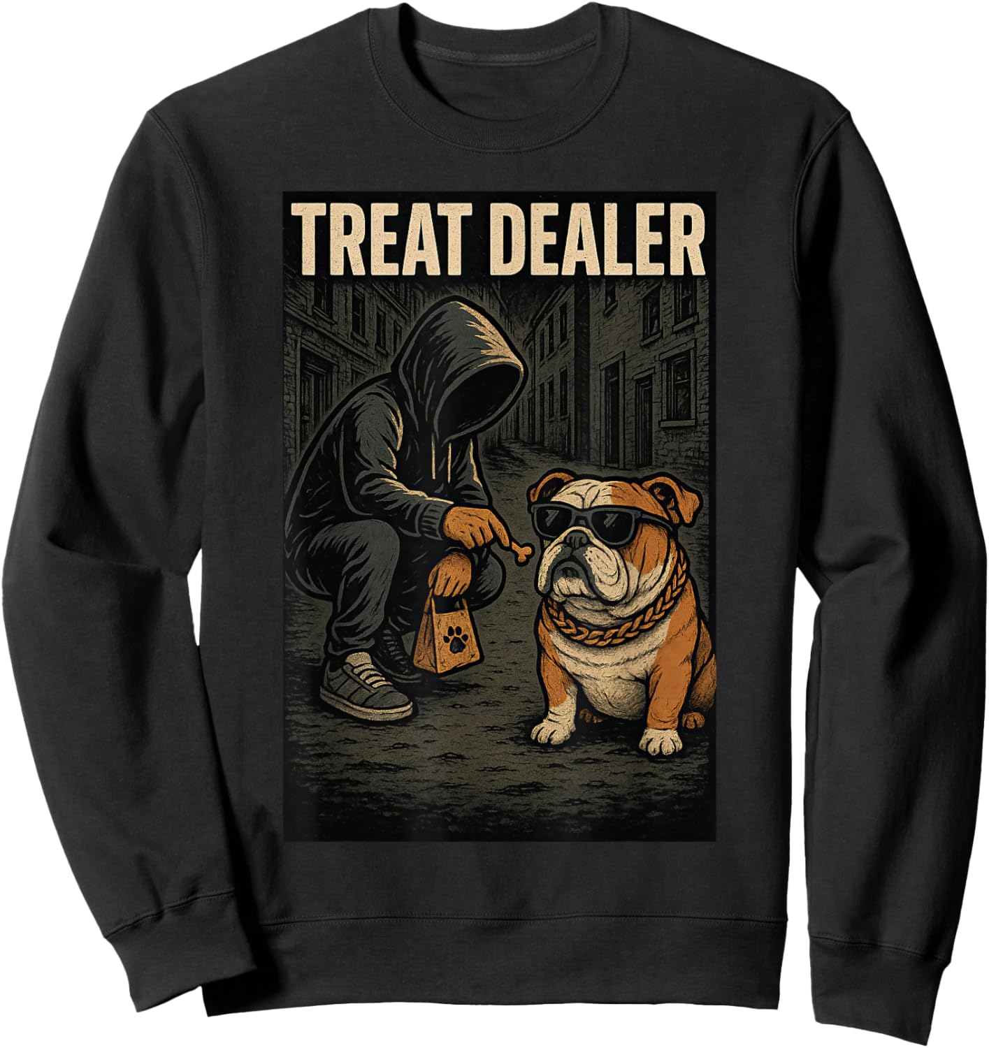 English Bulldog Treat Dealer Parody Humor Dog Lover Women Sweatshirt - Sweatshirt | Black