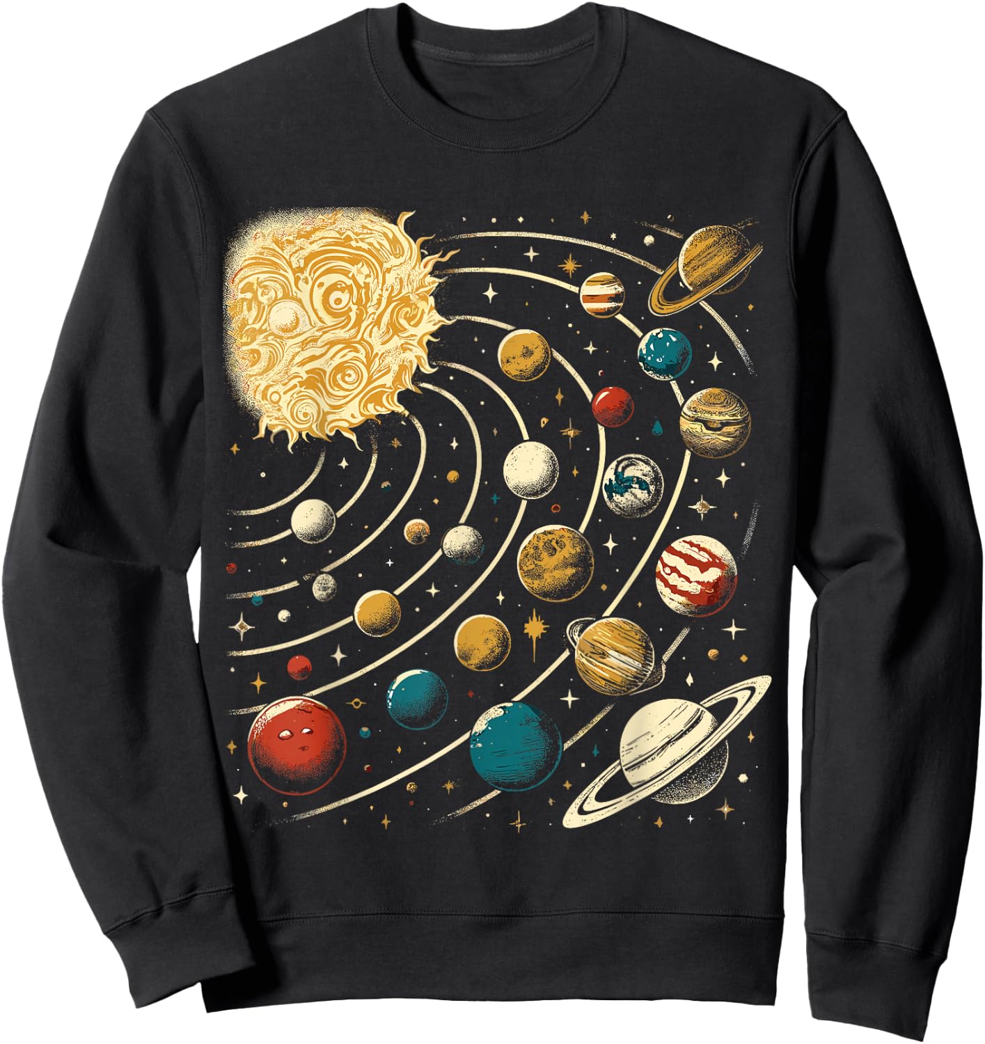 Solar System Planets Girls Boys Astronomy Space Sweatshirt - Sweatshirt | Black
