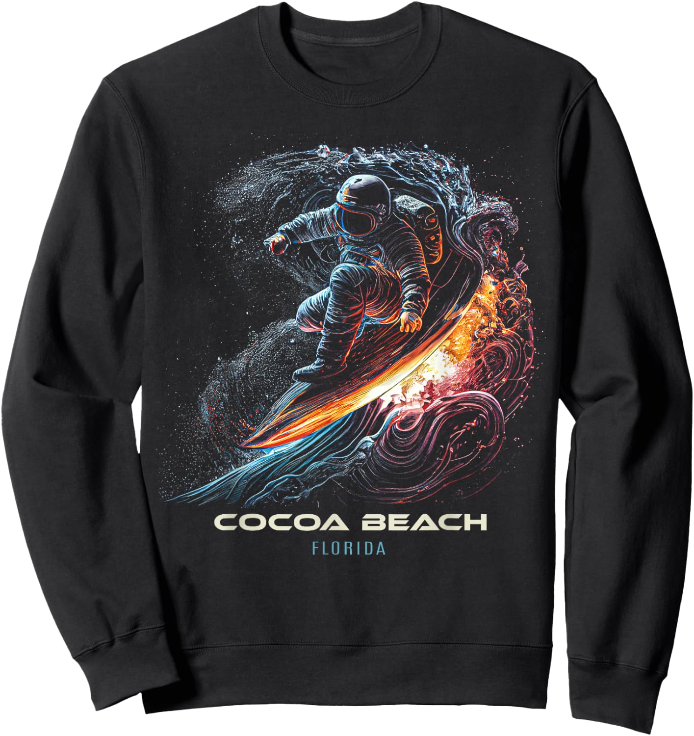 Cocoa Beach Florida Surfing Surfboard Sweatshirt - Sweatshirt | Black