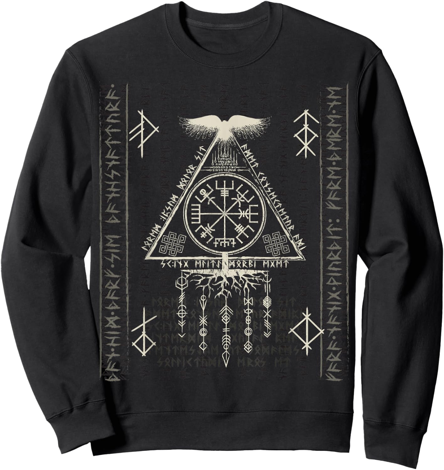 Compass Vegvisir Viking Symbol Nordic Rune Celtic Yggdrasil Sweatshirt - Sweatshirt | Black