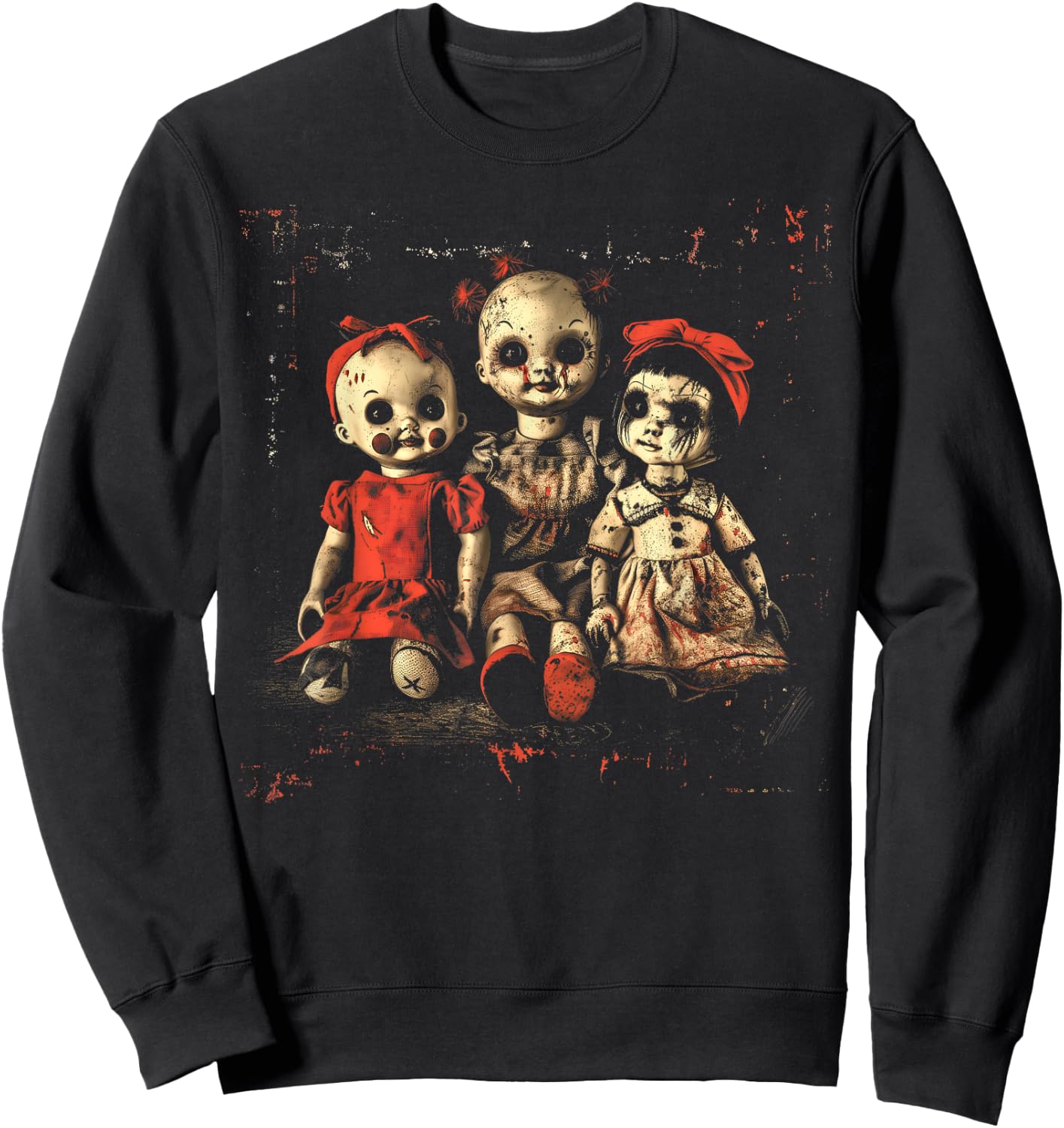 Scary Doll Horror Movie Creepy Haunted Toy Goth Alt Emo Sweatshirt - Sweatshirt | Black