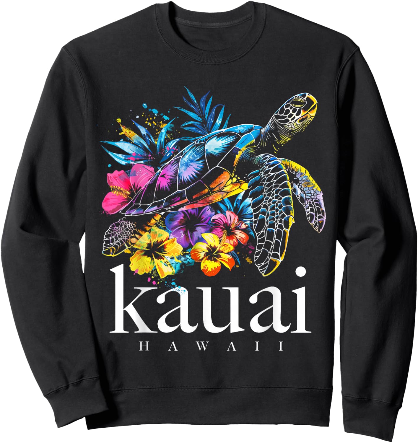 Kauai Hawaii Sea Turtle Hawaiian Diving Surfer Souvenir Sweatshirt - Sweatshirt | Black