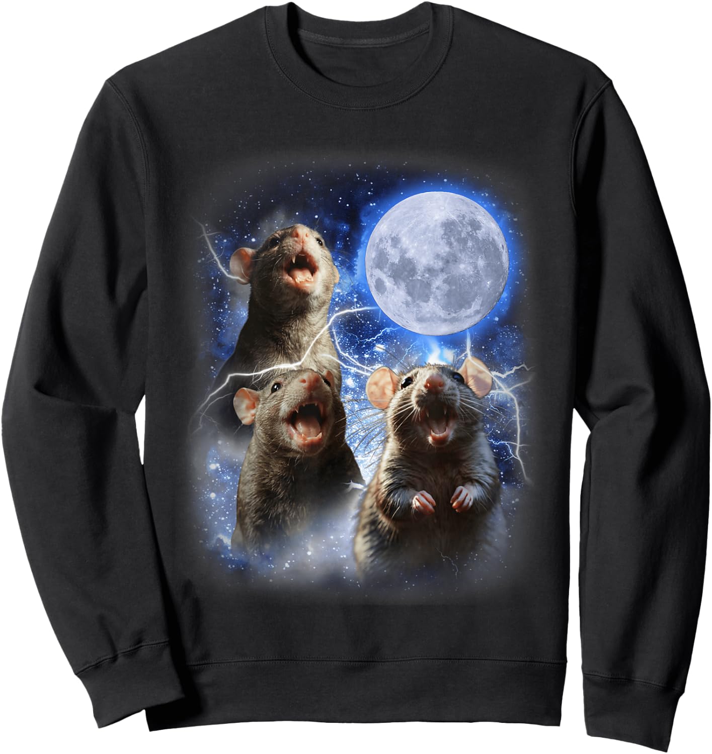 Three Rat Moon - 3 Rats With Dead Moon Oddly Specific Cursed Sweatshirt - Sweatshirt | Black