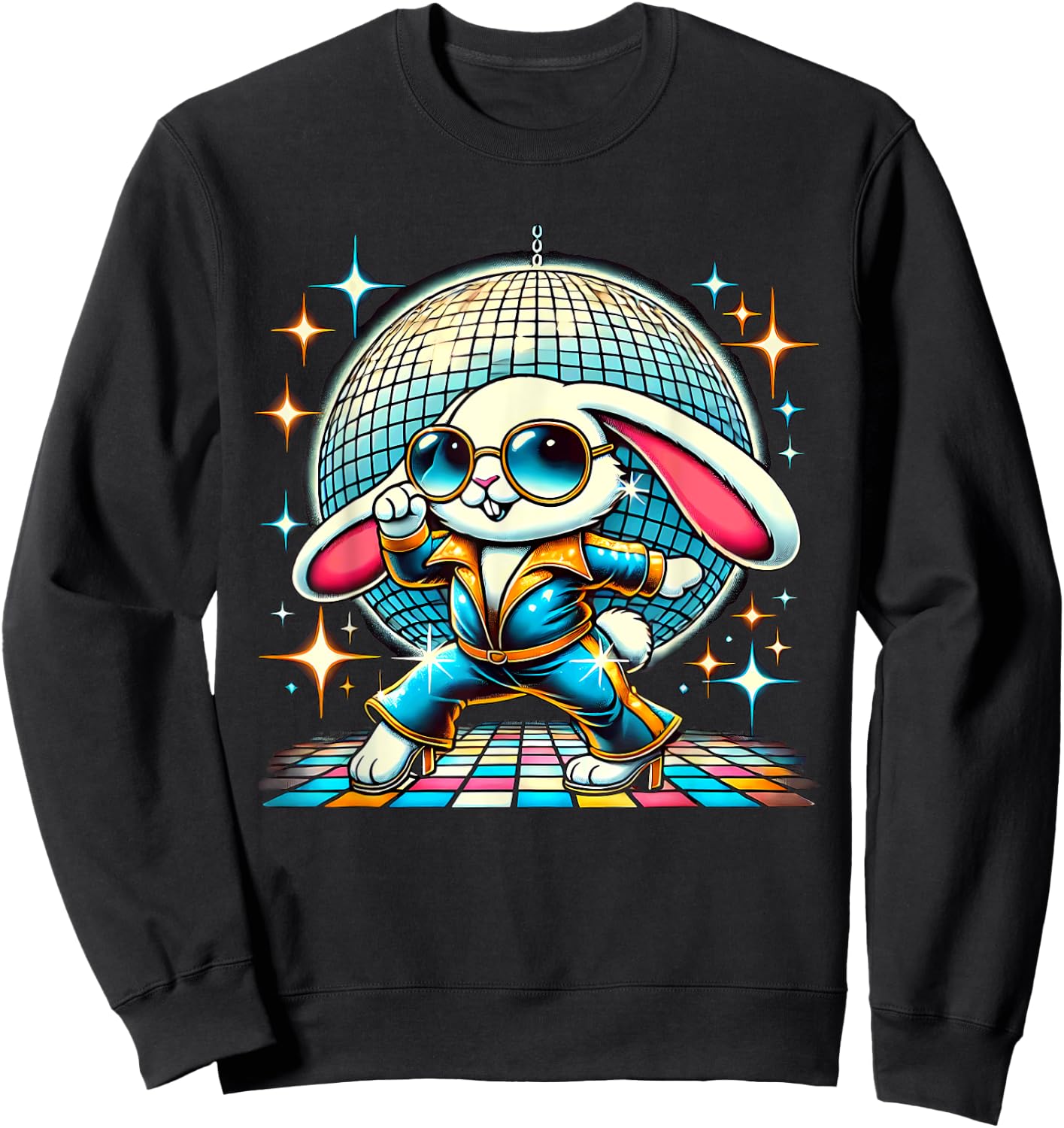 Aesthetic Bunny Disco Sweatshirt - Sweatshirt | Black