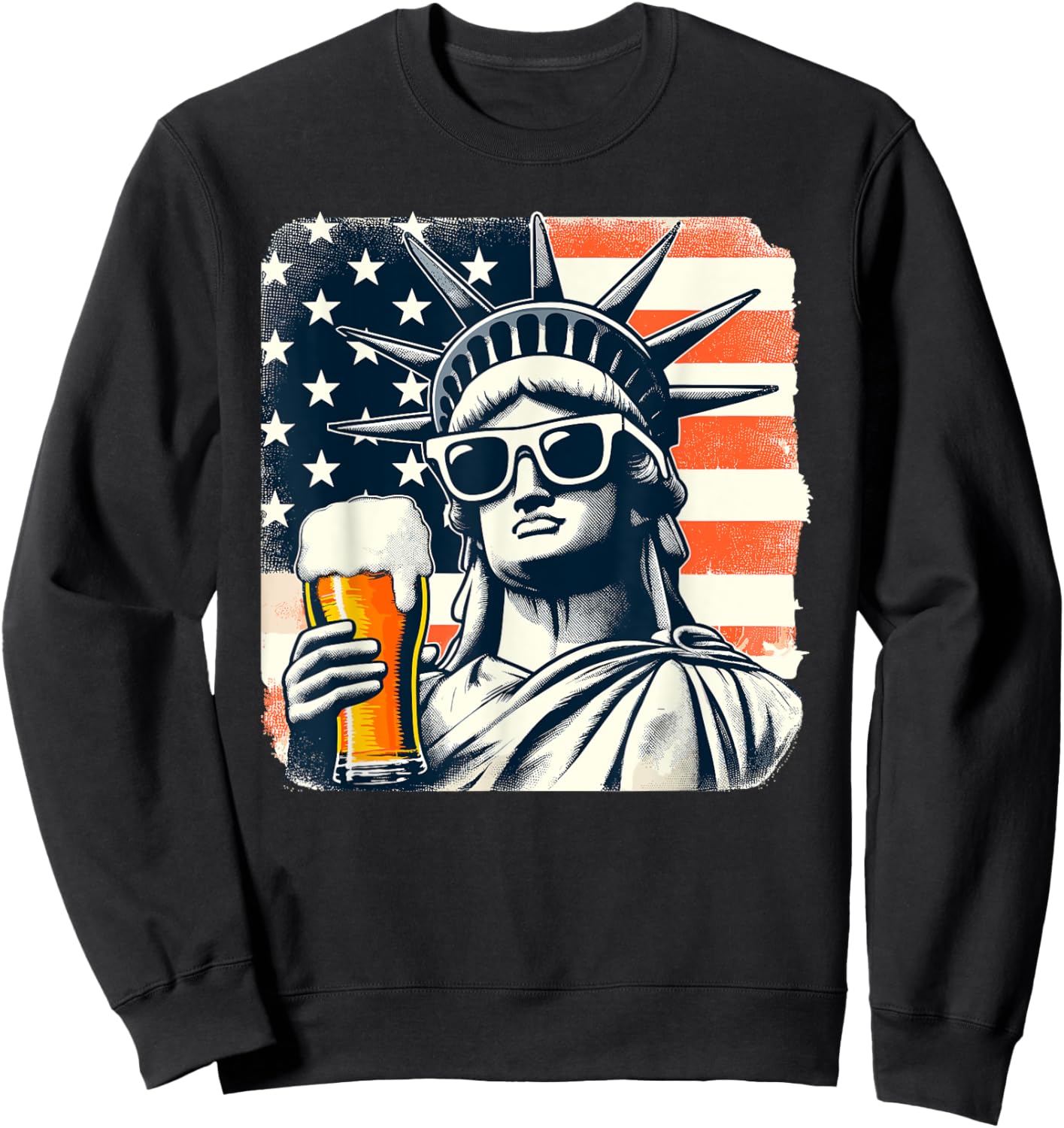 USA Statue of Liberty 4th of July Party Beer Funny Patriotic Men Sweatshirt - Sweatshirt | Black