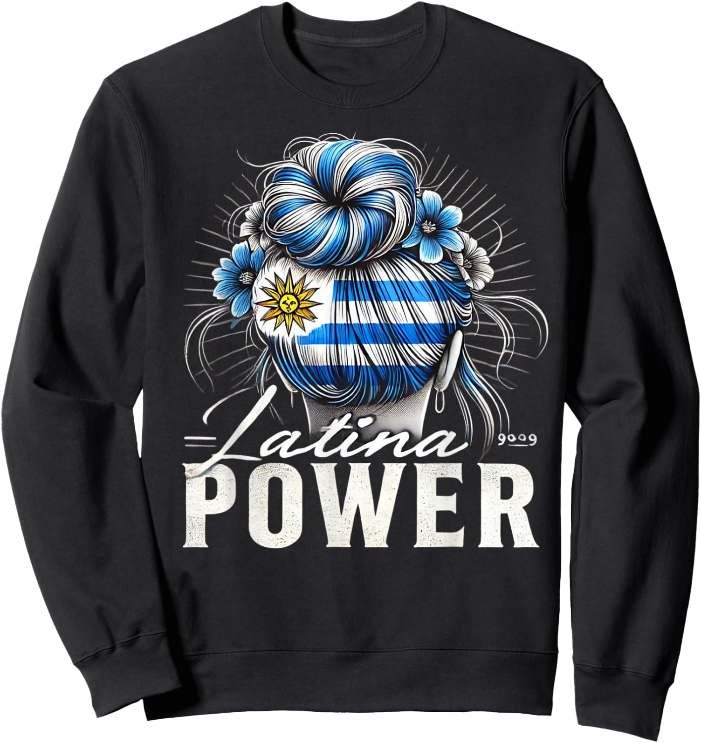 Hispanic Heritage Month Latina Power Uruguay Flag Women Sweatshirt - Sweatshirt | Black