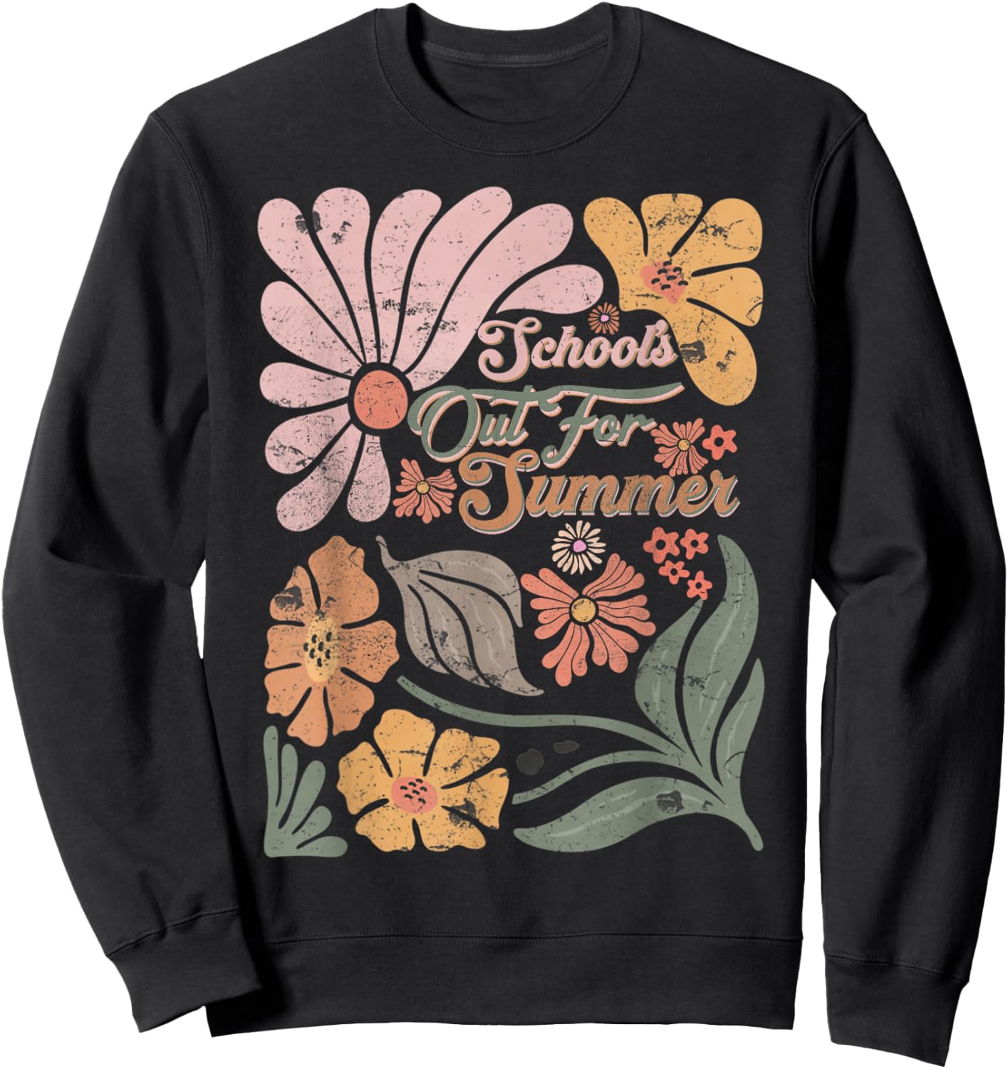 Boho Retro Teacher School's Out For Summer Men Women Kids Sweatshirt - Sweatshirt | Black