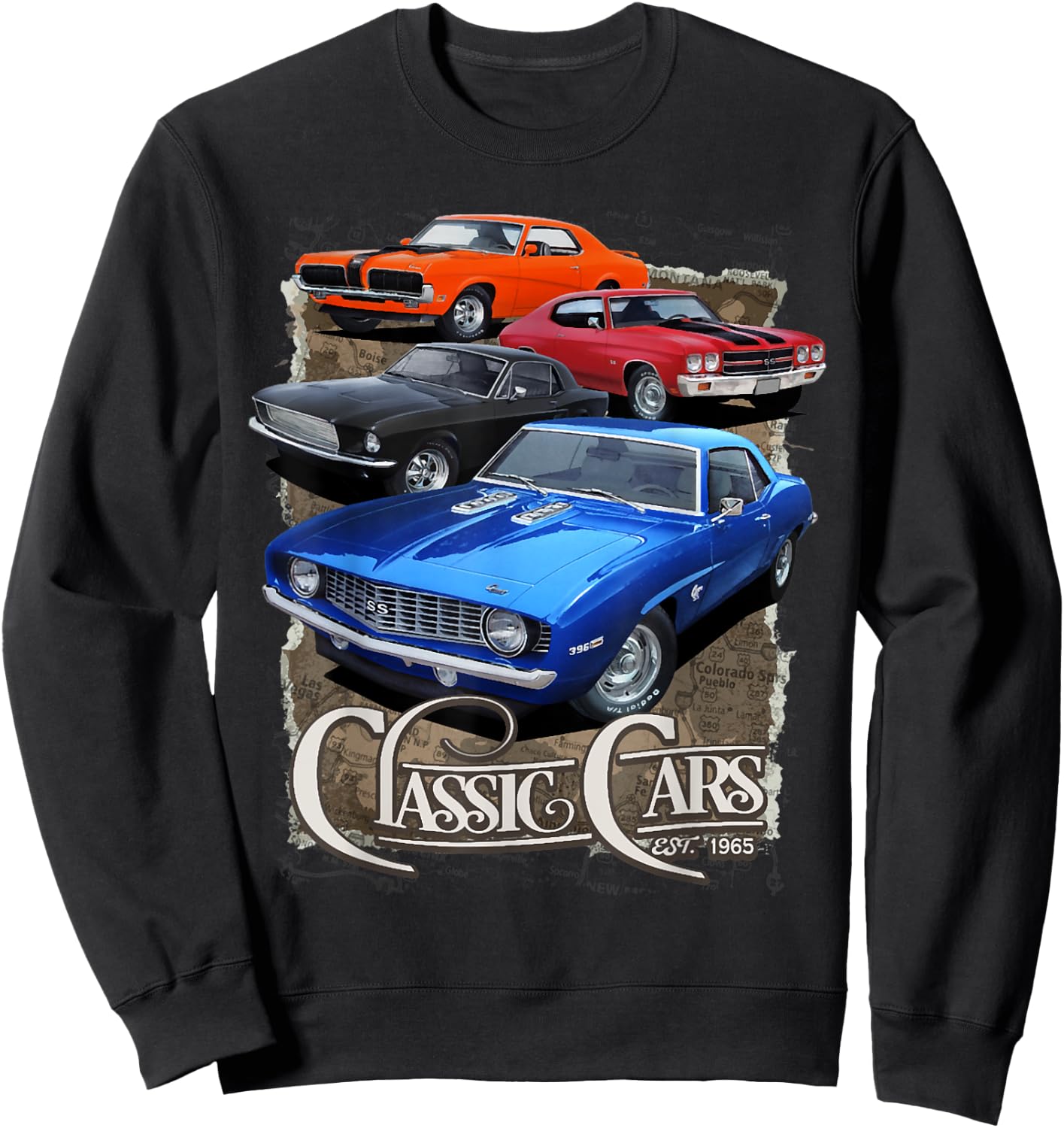 1970 64 65 66 67 68 69 71 72 Chevelle Chevys SS Muscle Car Sweatshirt - Sweatshirt | Black