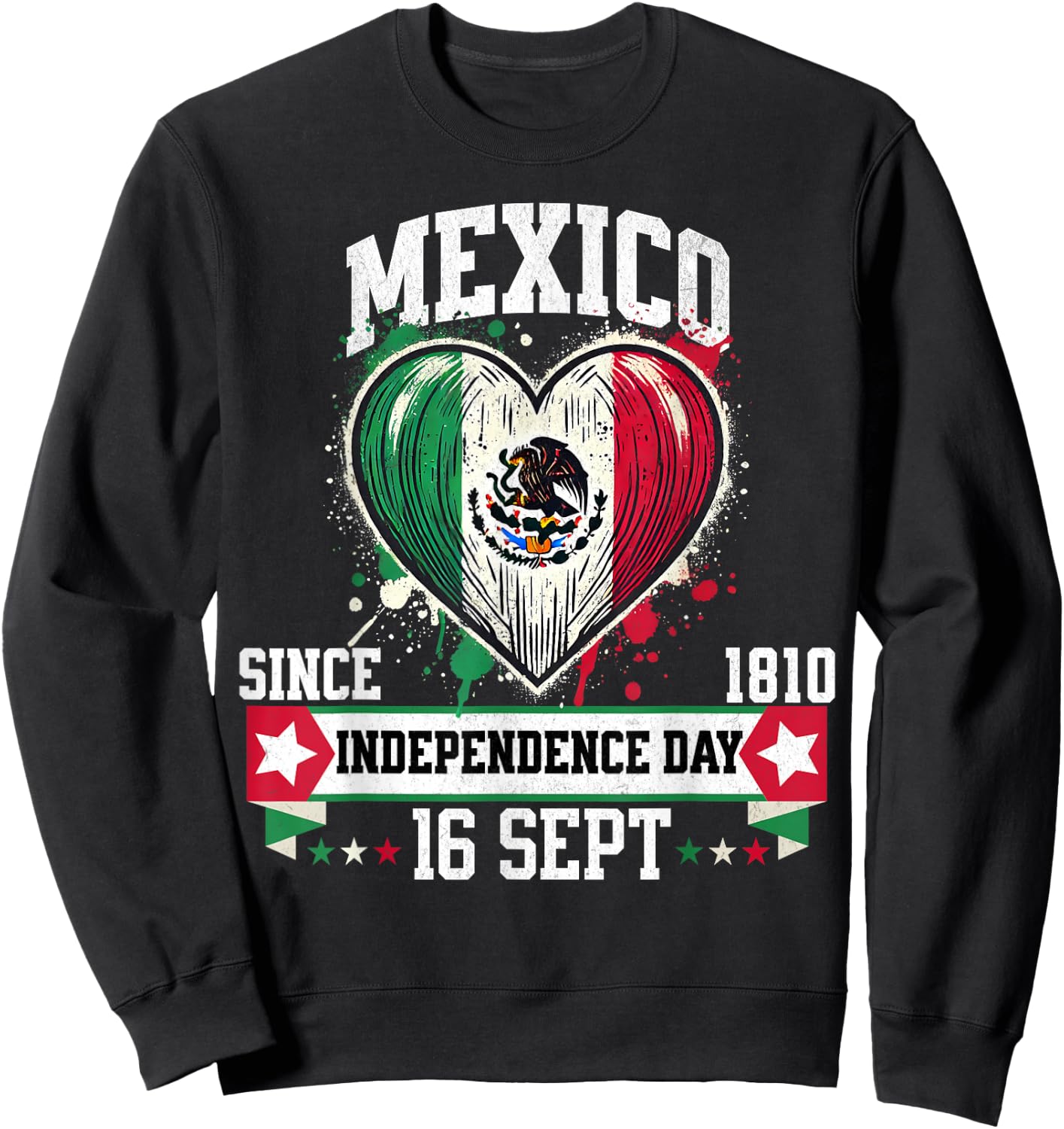Mexico Flag Vintage Mexican Men Women Patriotic Mexican Flag Sweatshirt - Sweatshirt | Black