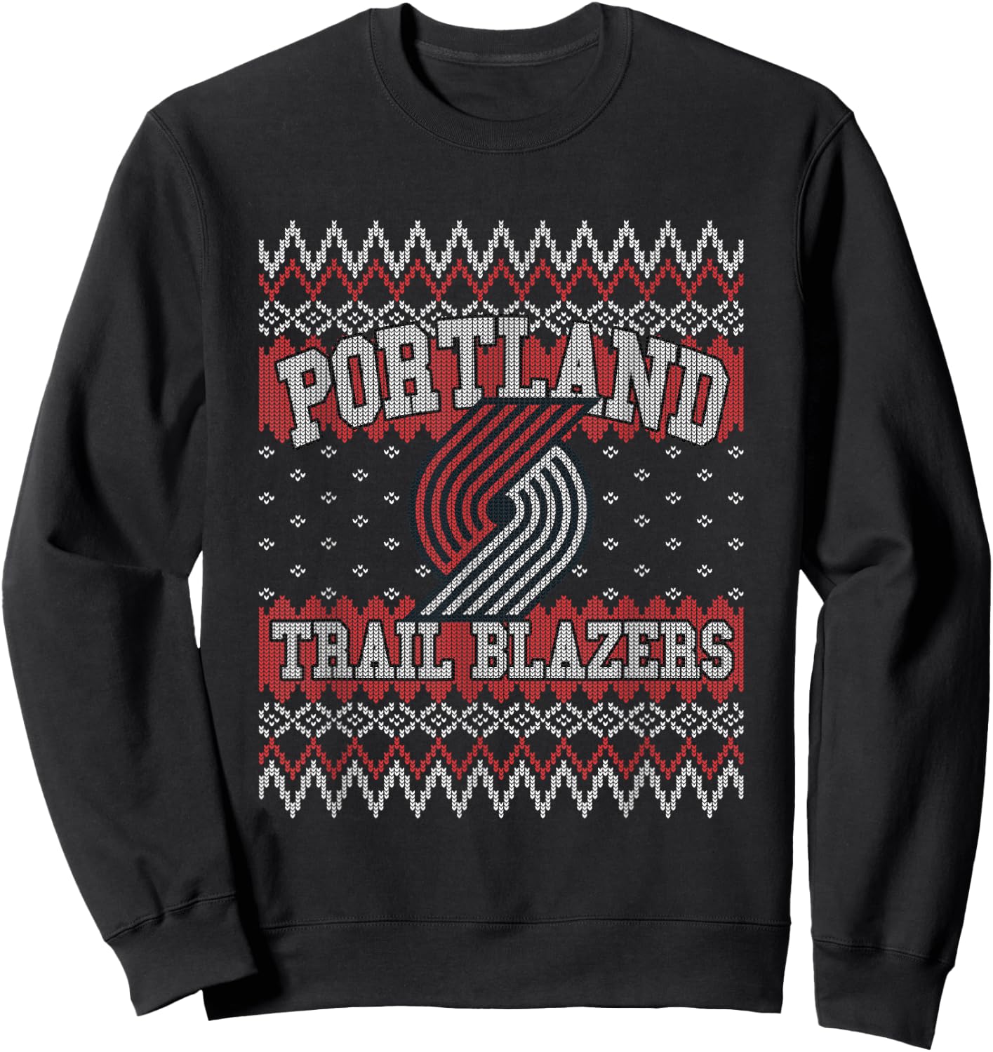 NBA Portland Trail Blazers Ugly Christmas Sweater Style Sweatshirt - Sweatshirt | Black