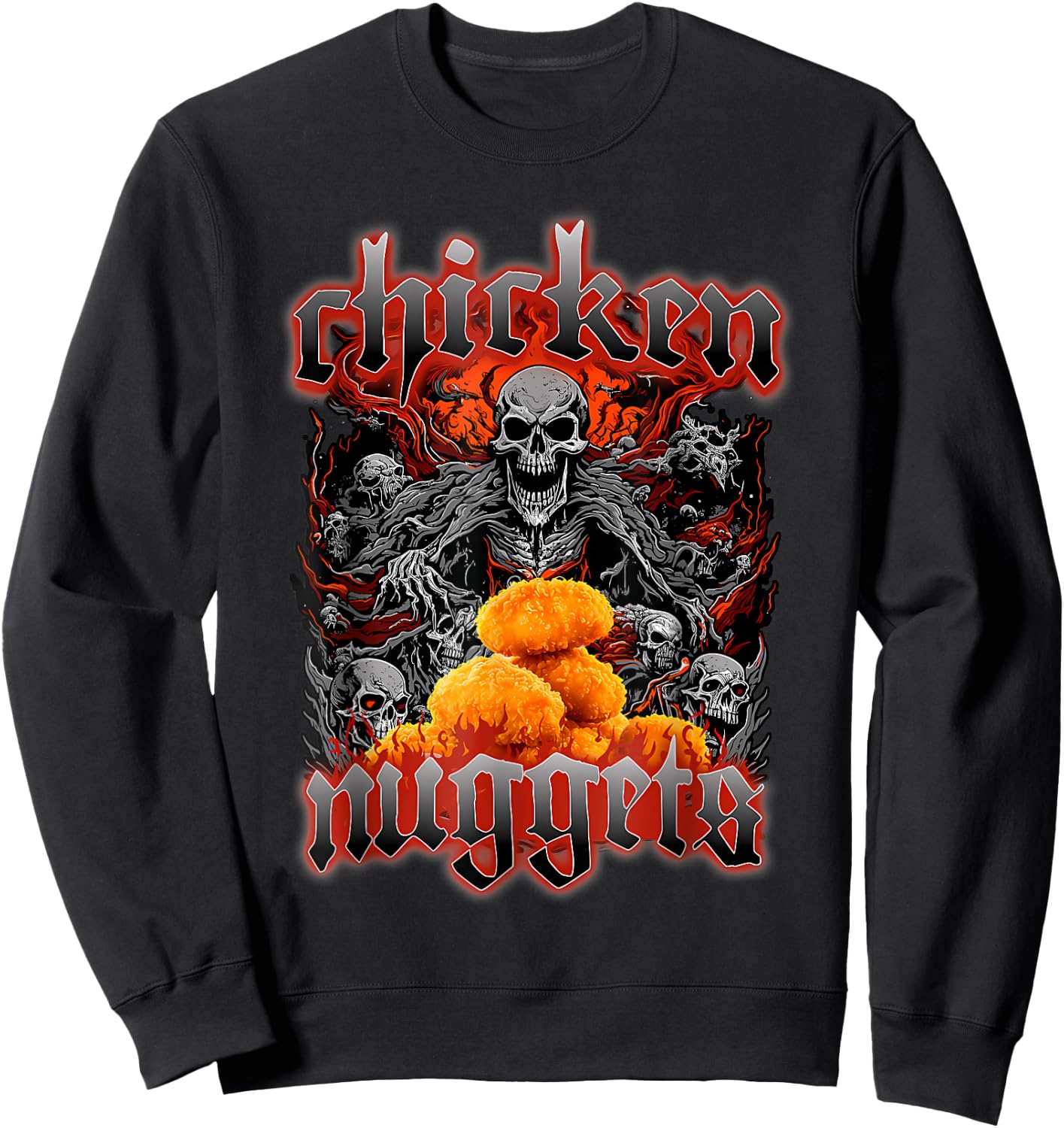 Chicken Nuggets Heavy Metal World Tour Hardcore Music Sweatshirt - Sweatshirt | Black