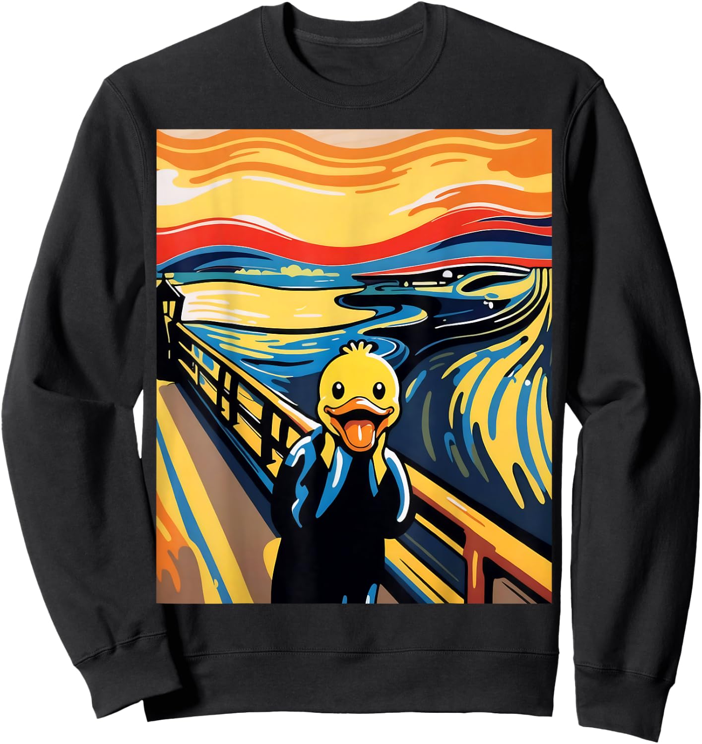 Funny Rubber Duck The Scream Ducky Lovers Men Women Kids Sweatshirt - Sweatshirt | Black