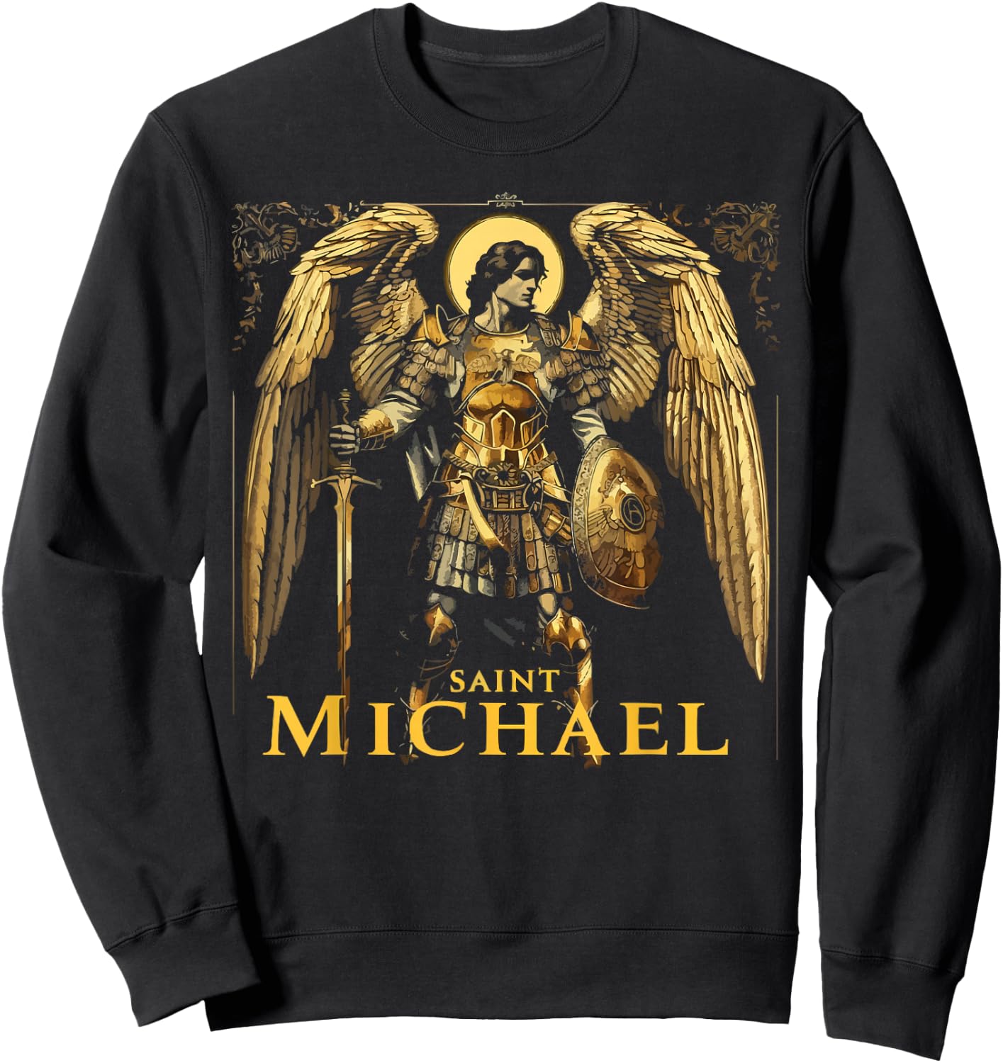 Archangel Catholic Religion Christianity Guardian Angel Sweatshirt - Sweatshirt | Black