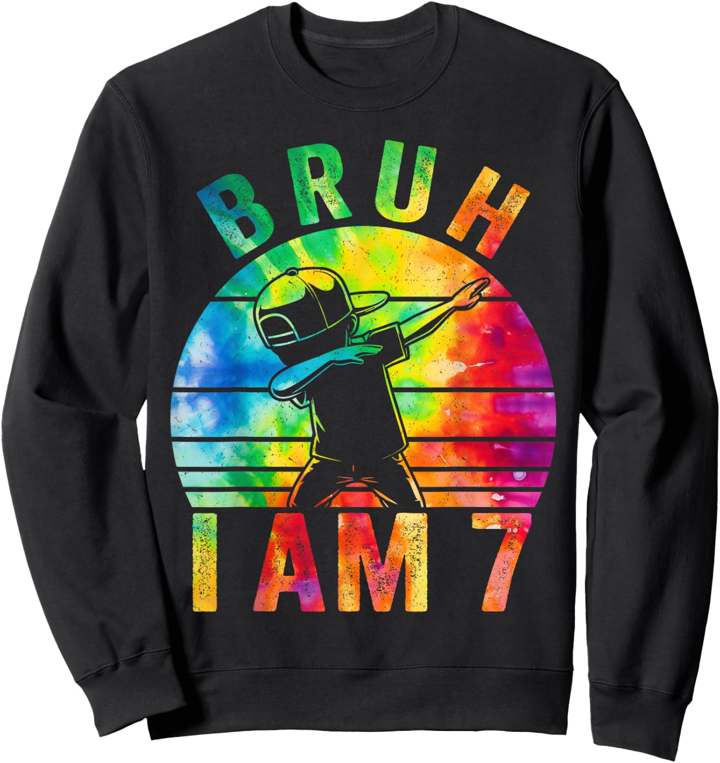 7 Year Birthday Tie Dye Dabbing Boy Bruh Its My 7th Birthday Sweatshirt - Sweatshirt | Black