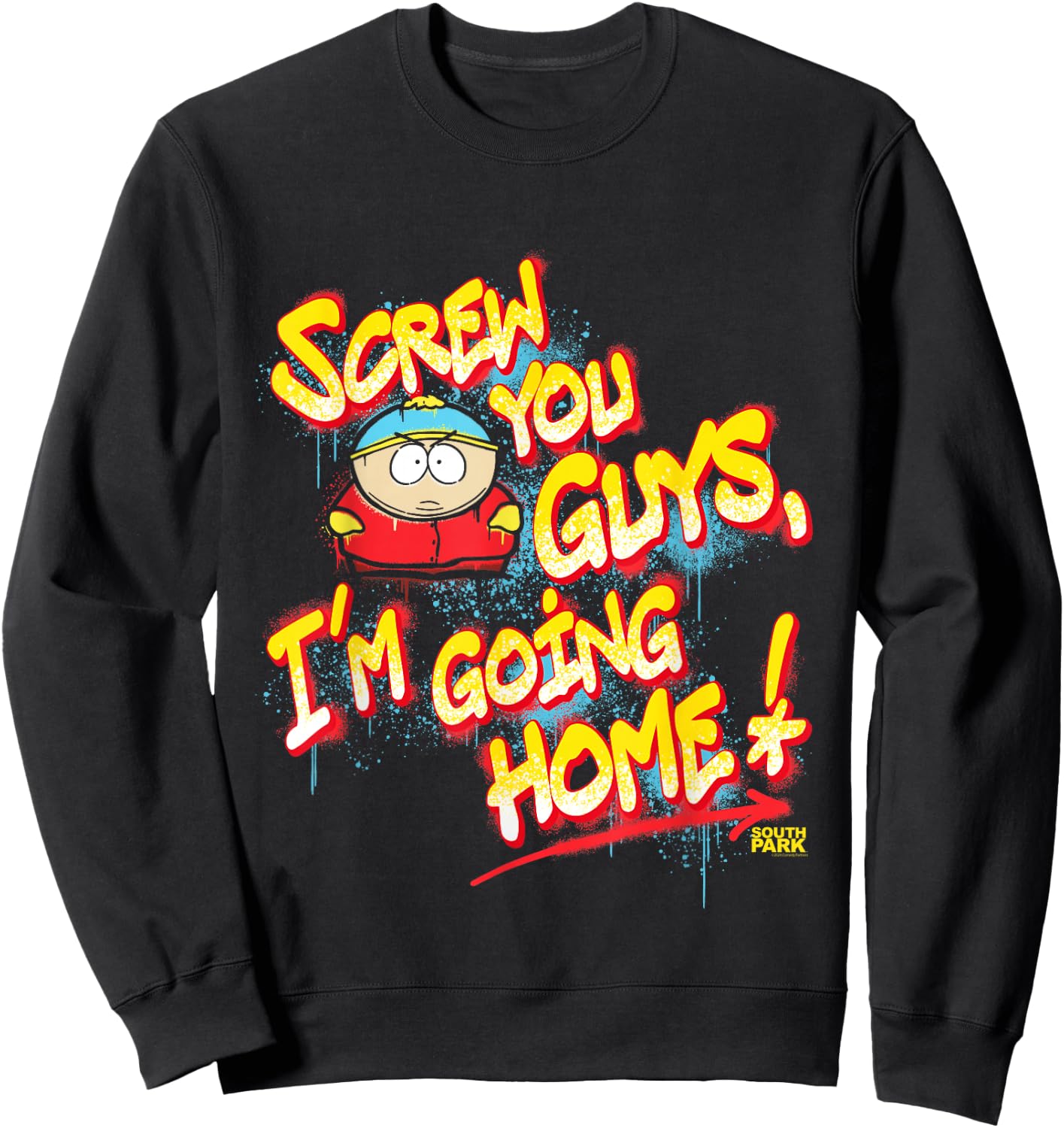 South Park Cartman Screw You Guys Graffiti Sweatshirt - Sweatshirt | Black