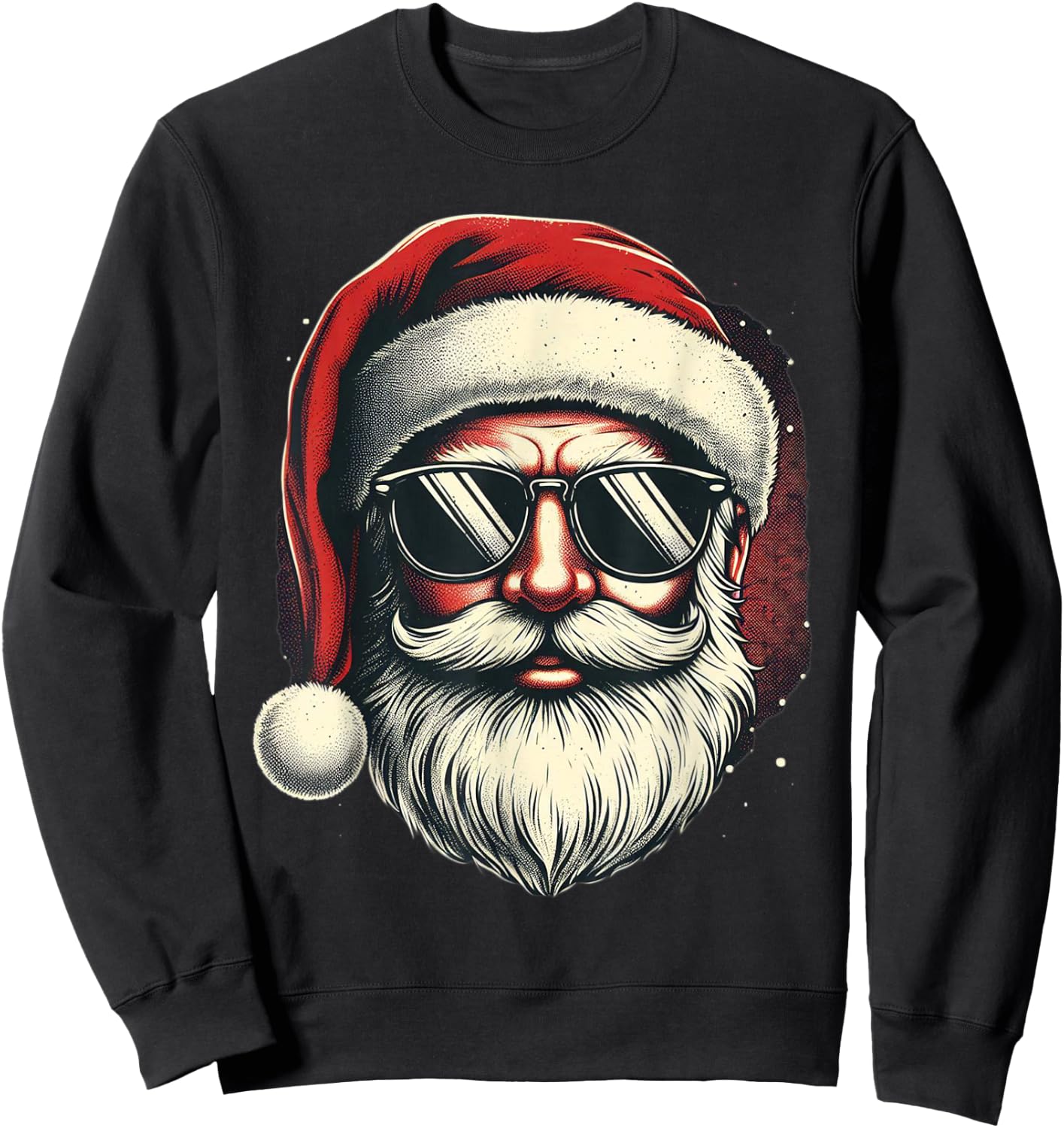 Santa Face Retro Sunglasses Christmas Xmas Men Women Sweatshirt - Sweatshirt | Black