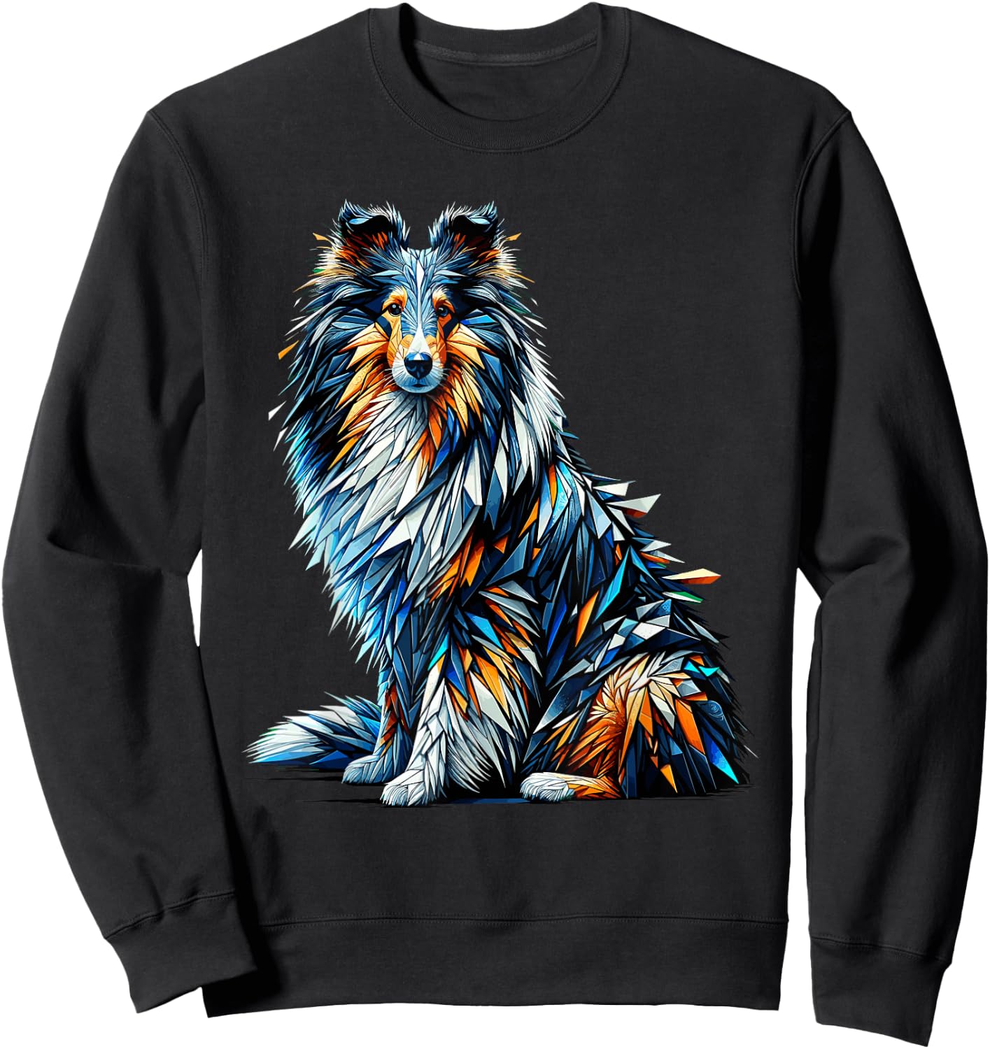 Polygon Art Shetland Sheepdog Sheltie Sweatshirt - Sweatshirt | Black