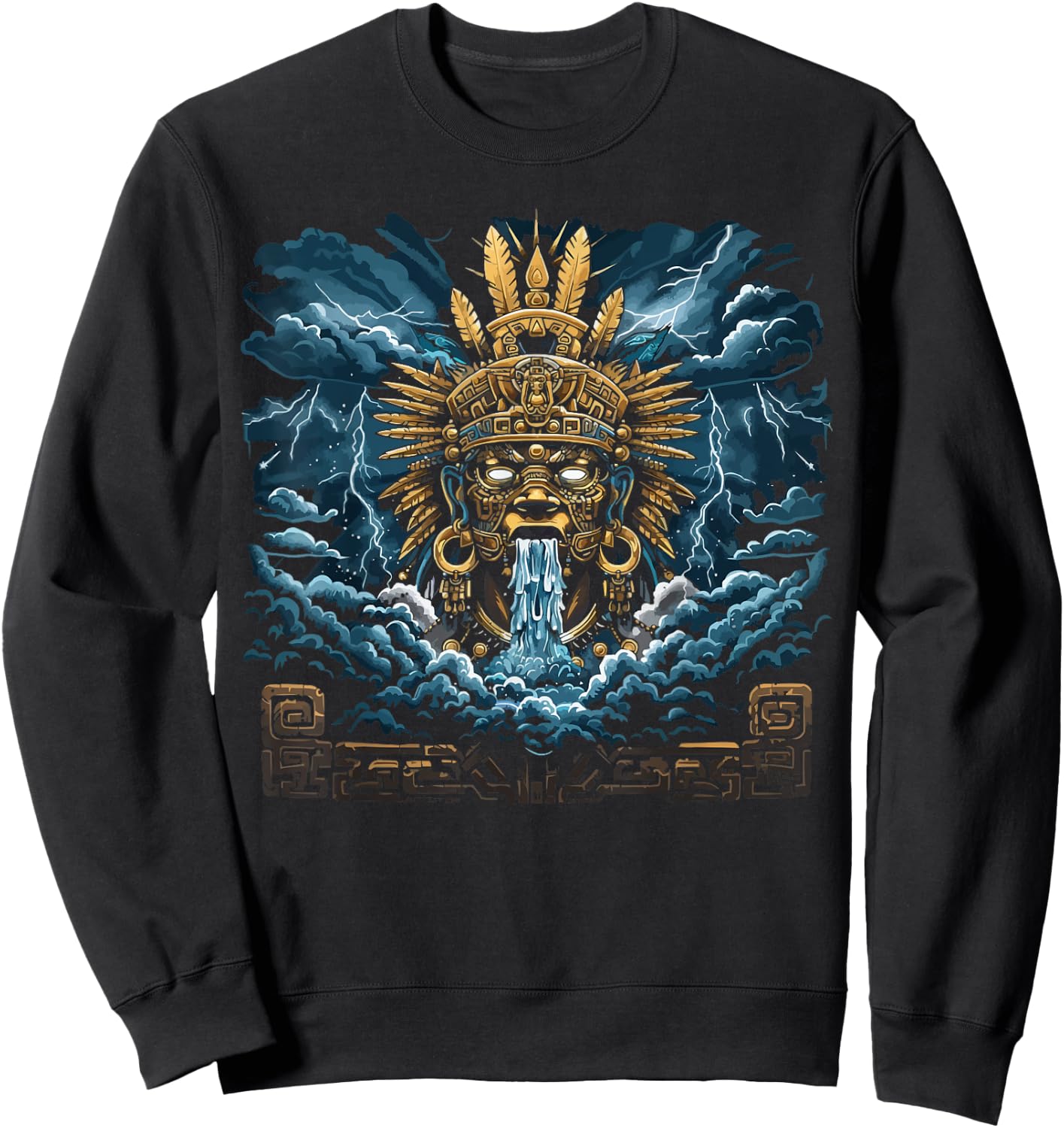 Aztec God Aztec Culture Mayan Indigenous Tlaloc Statue Sweatshirt - Sweatshirt | Black