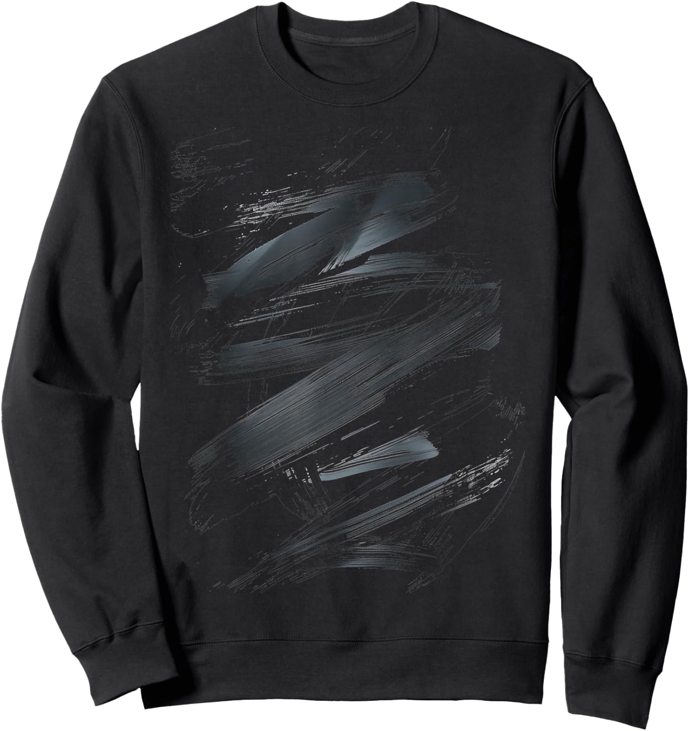 Black Brush Strokes Art Design Graphic Sweatshirt - Sweatshirt | Black