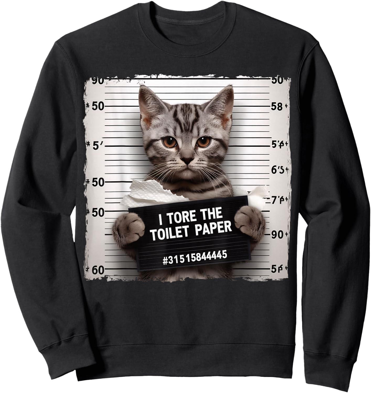 Cute Cat Mugshot Humorous Cat for Cats Lover Cat Mom Cat Dad Sweatshirt - Sweatshirt | Black