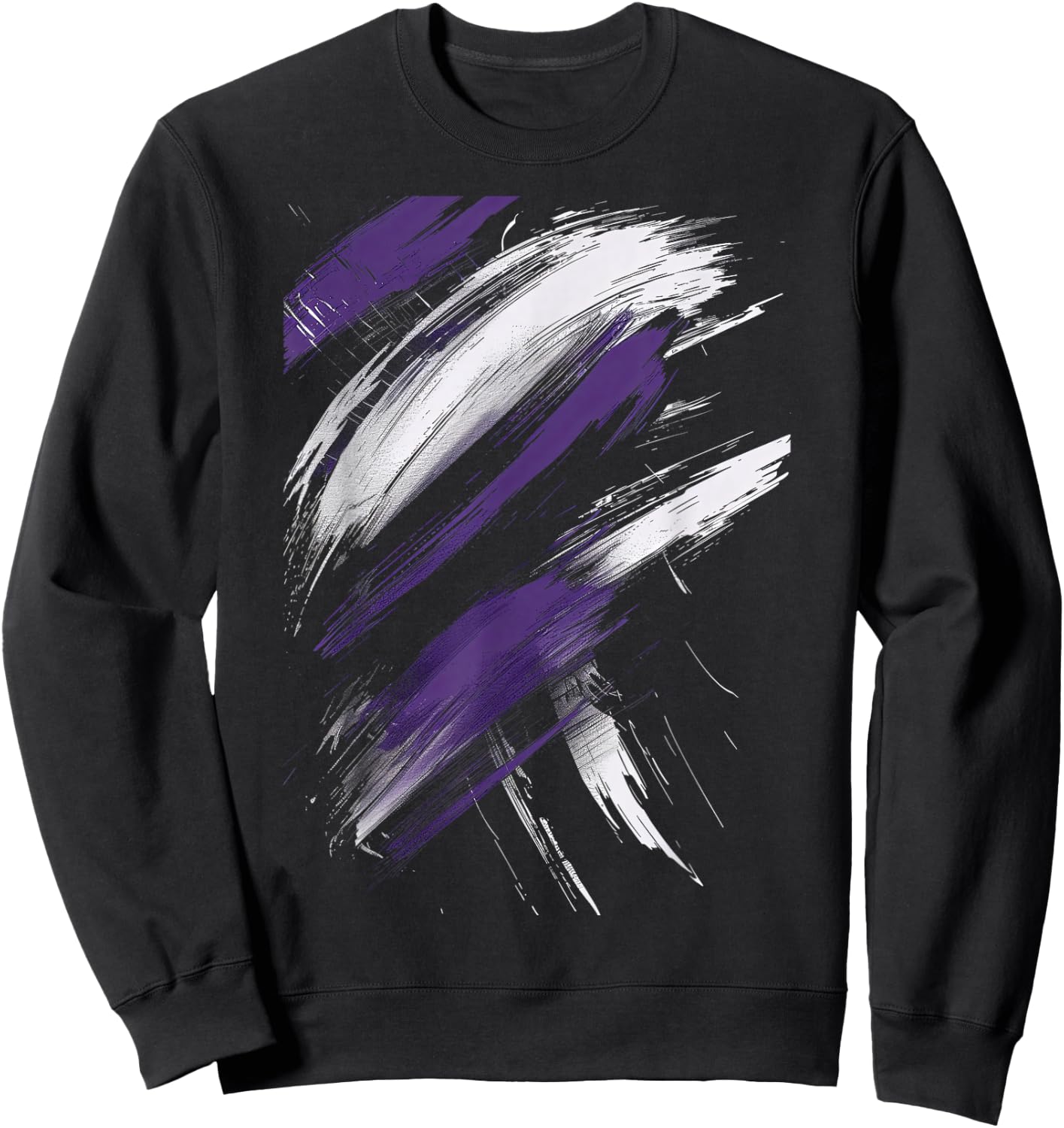 Purple And Black Brushstrokes Graphic Sweatshirt - Sweatshirt | Black