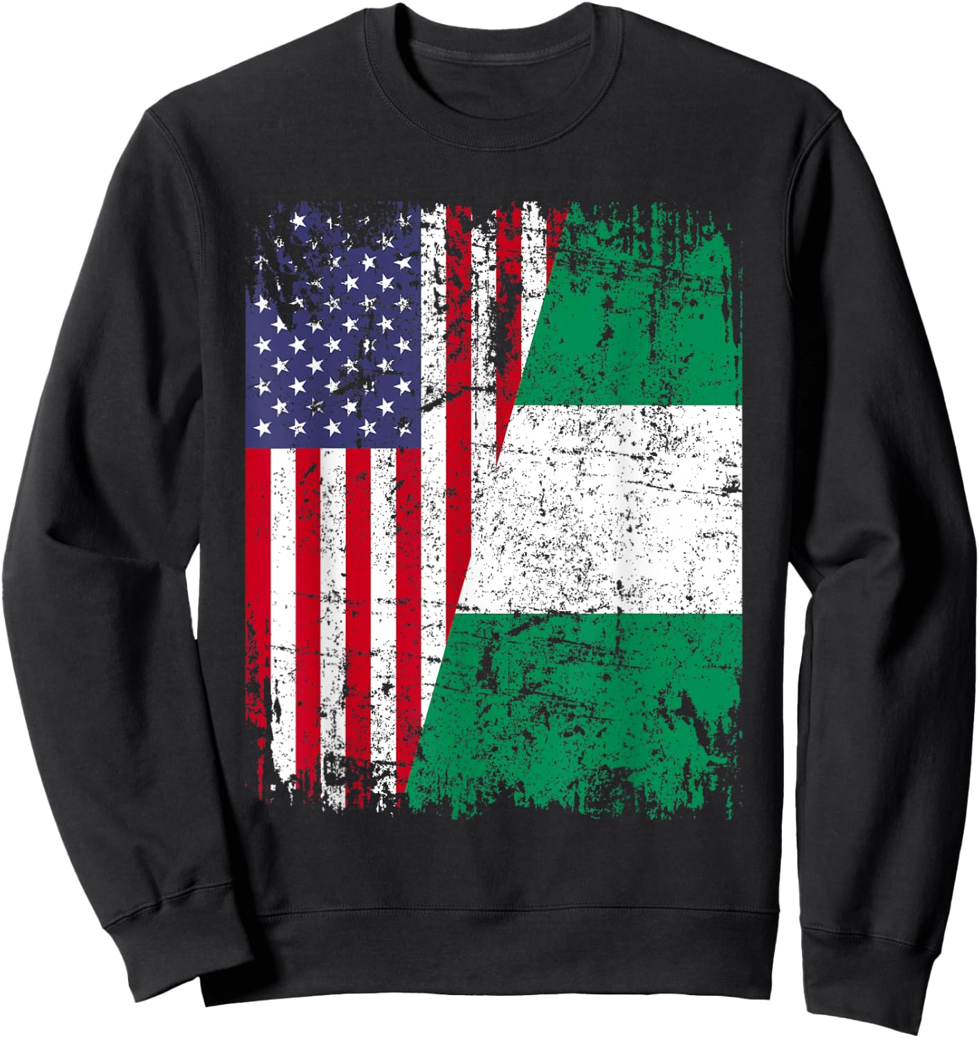 NIGERIAN ROOTS | Half American Flag | NIGERIA Sweatshirt - Sweatshirt | Black