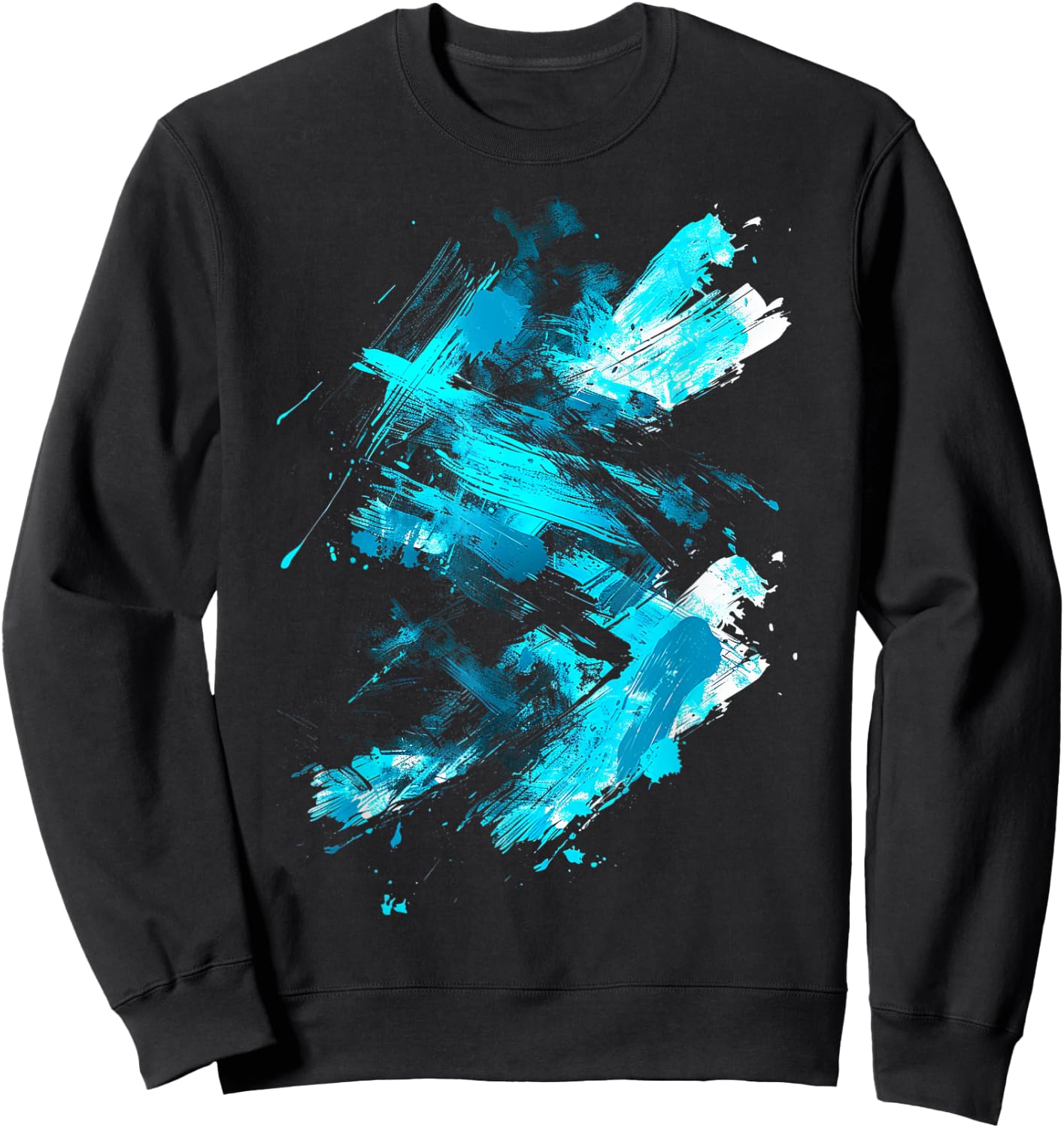 Cyan And Black Dynamic Design Graphic Sweatshirt - Sweatshirt | Black