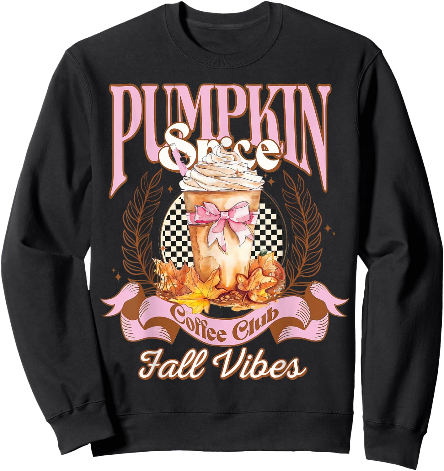 Pumpkin Spice Coffee Club, Pumpkin Spice Latte Fall Vibes Sweatshirt - Sweatshirt | Black