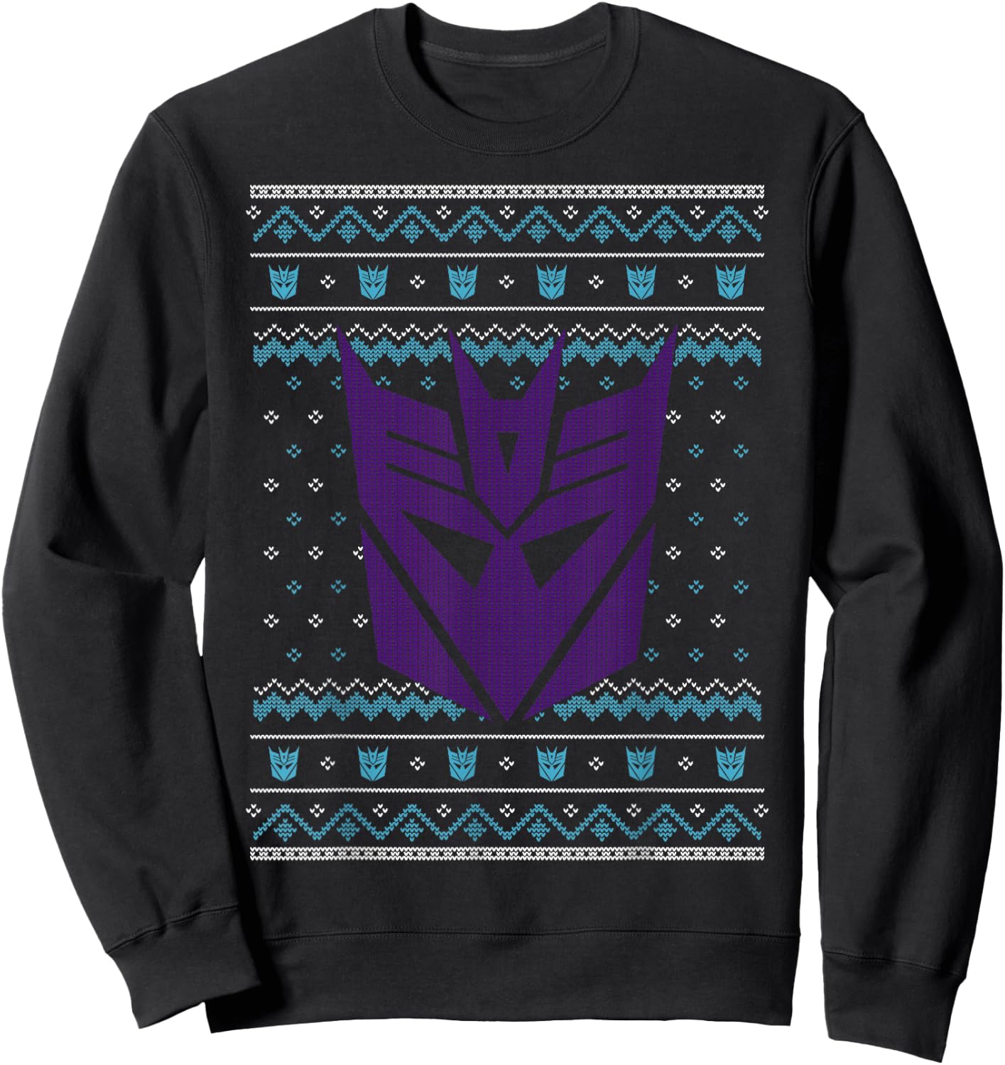 Transformers Christmas Retro Decepticon Ugly Sweater Style Sweatshirt - Sweatshirt | Black