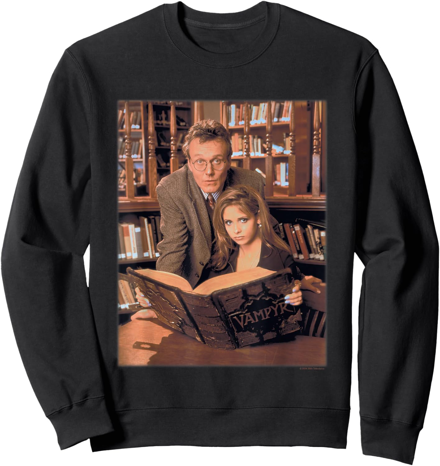 Buffy The Vampire Slayer Buffy & Giles In The Library Retro Sweatshirt - Sweatshirt | Black