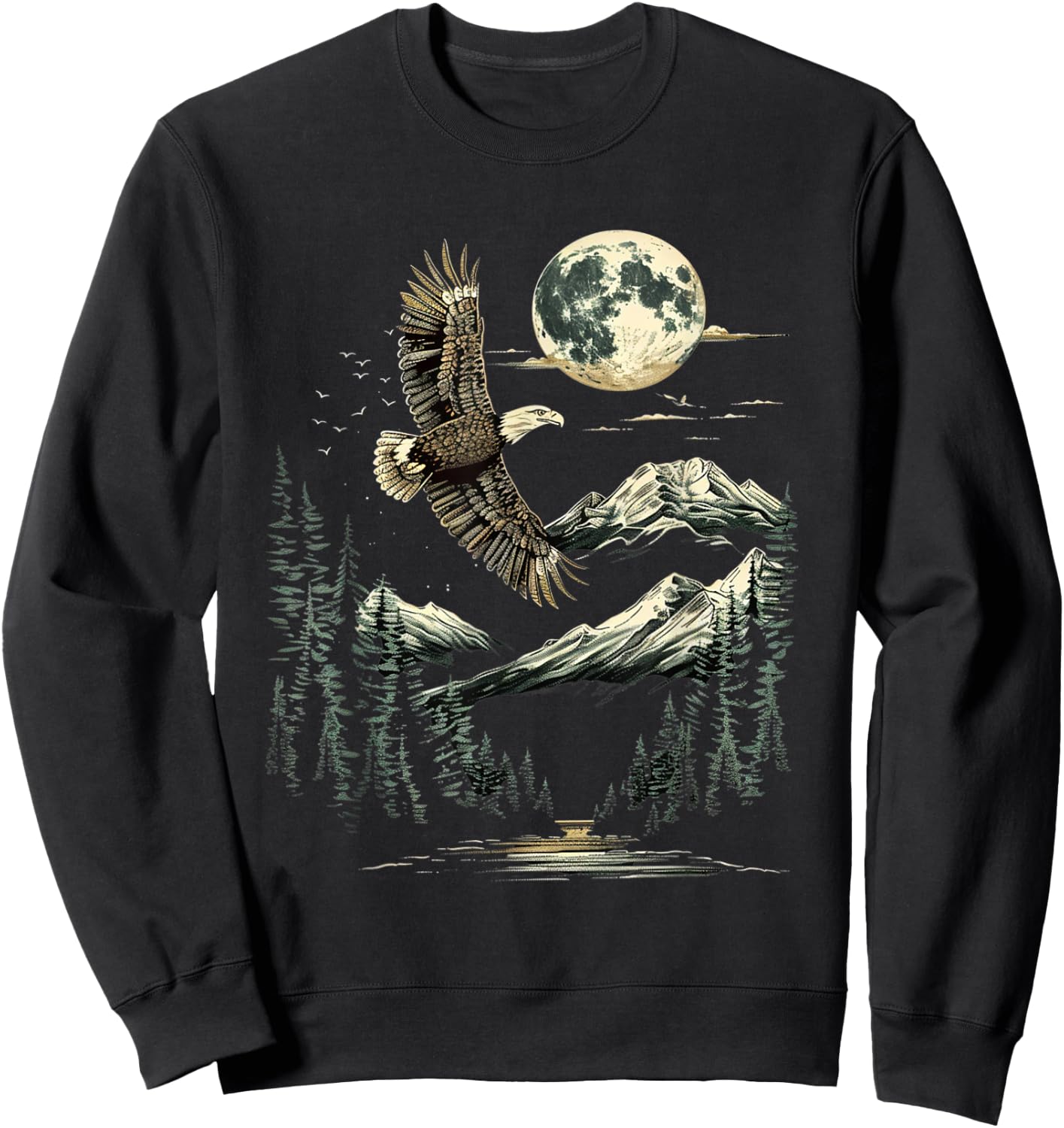 Native American Wildlife Majestic Bald Eagle in Forest Sweatshirt - Sweatshirt | Black