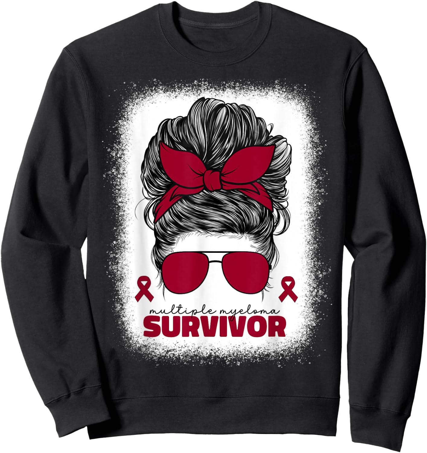 Multiple Myeloma Survivor Burgundy Cancer Ribbon Sweatshirt - Sweatshirt | Black
