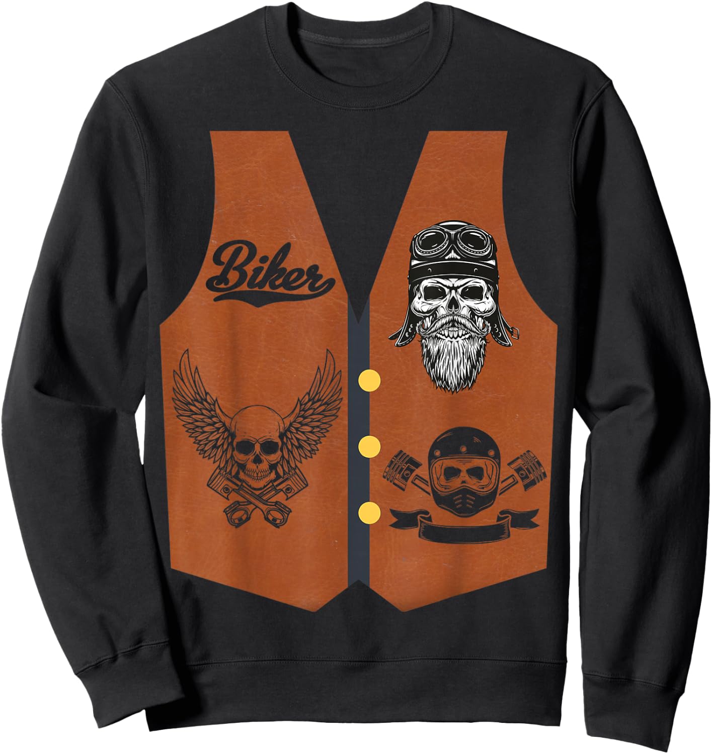 Funny Biker Vest Halloween Costume Motorcycle Biker Men Boys Sweatshirt - Sweatshirt | Black