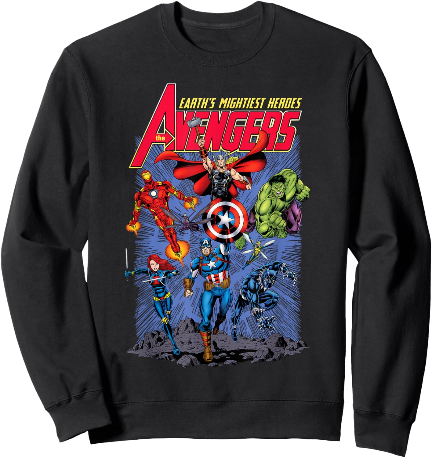 Marvel Avengers Earth's Mightiest Heroes Team Cover Art Sweatshirt - Sweatshirt | Black
