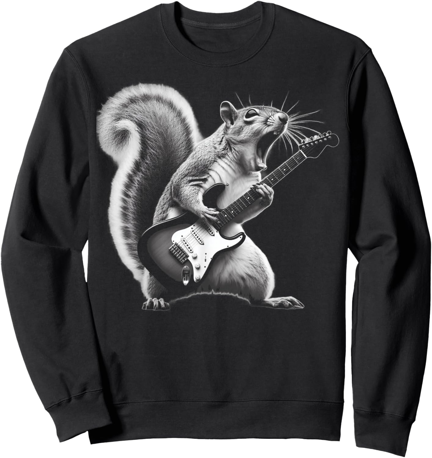 Squirrel Playing Guitar Rock and Roll , Women, Kids Sweatshirt - Sweatshirt | Black