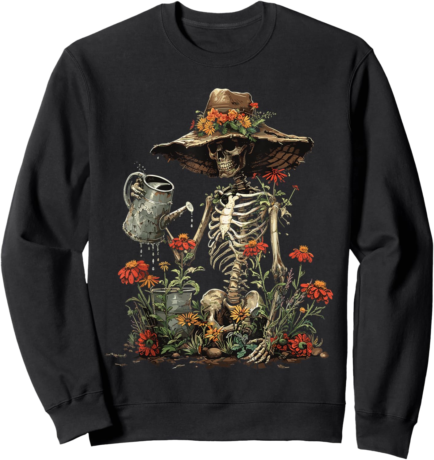 Skeleton Plants Lover Gardening Halloween Sweatshirt - Sweatshirt | Black
