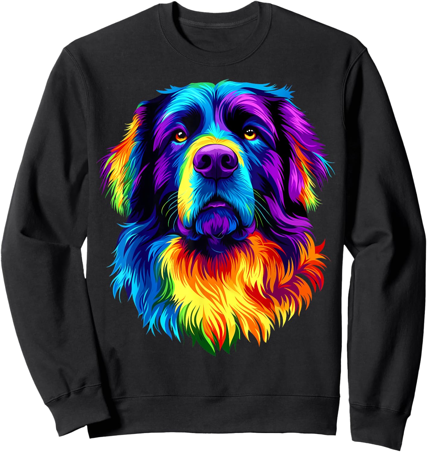 Colorful Newfoundland Dog Face Cute Newfie Lover Black Women Kids Sweatshirt - Sweatshirt | Black