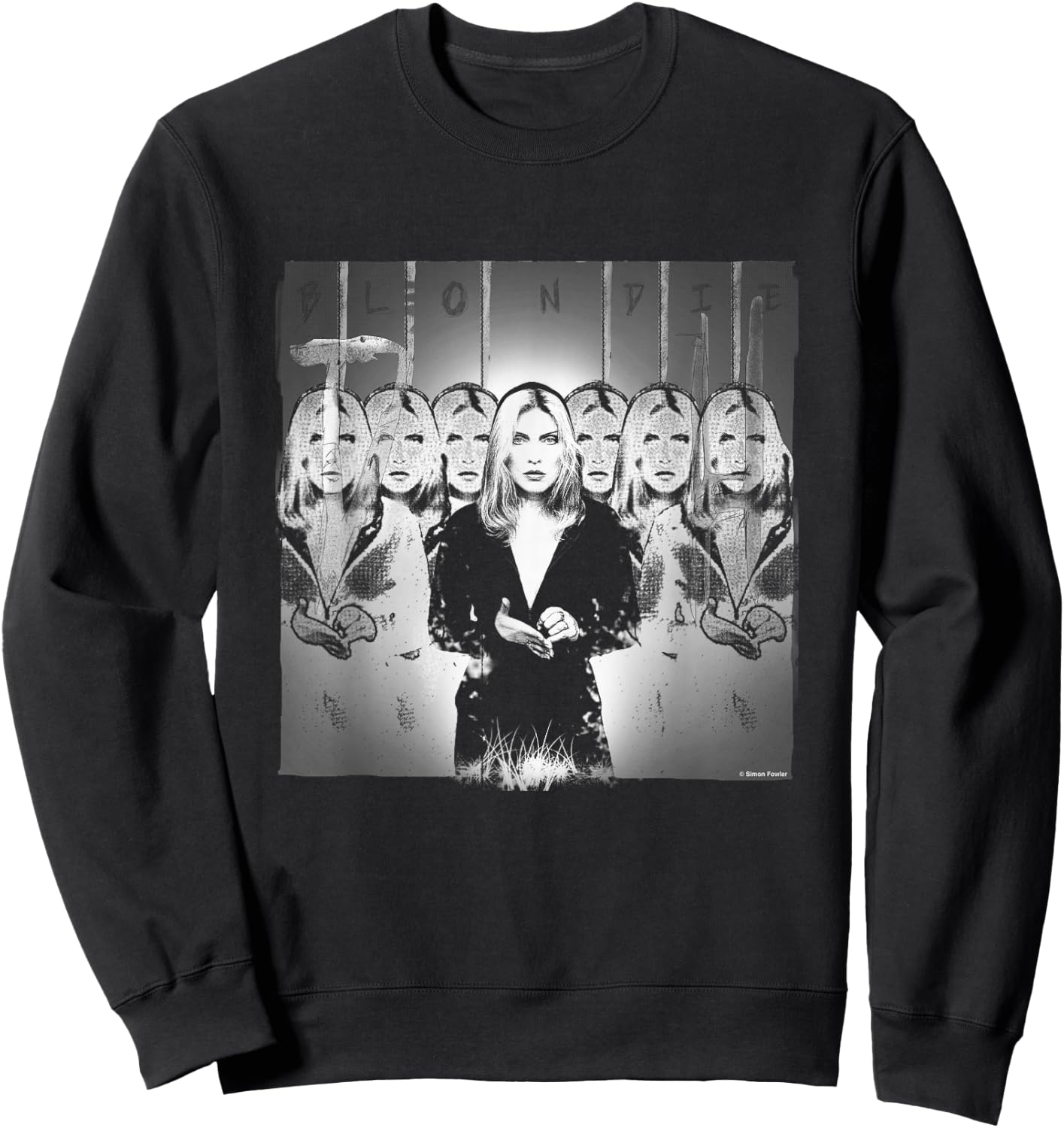 Blondie Debbie Harry B&W Art By Simon Fowler Sweatshirt - Sweatshirt | Black